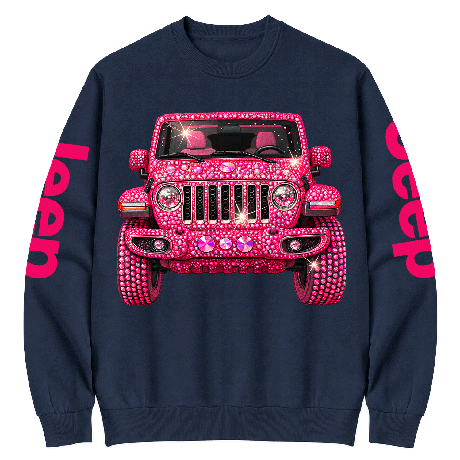 Bling Sparkle Pink Rhinestone Jp Cotton Sweatshirt