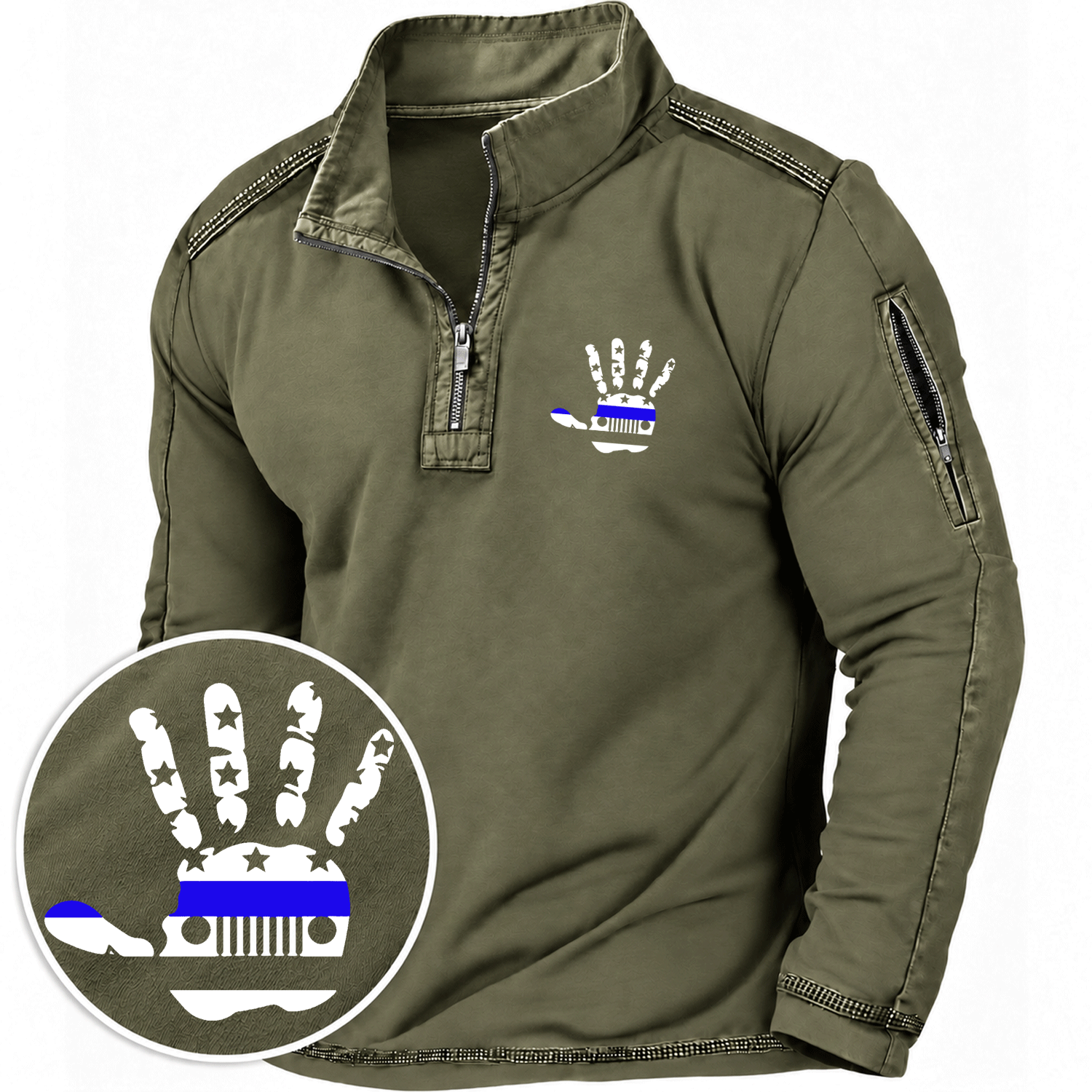 Thin Blue Line Jp Wave Quarter-Zip Sweatshirt