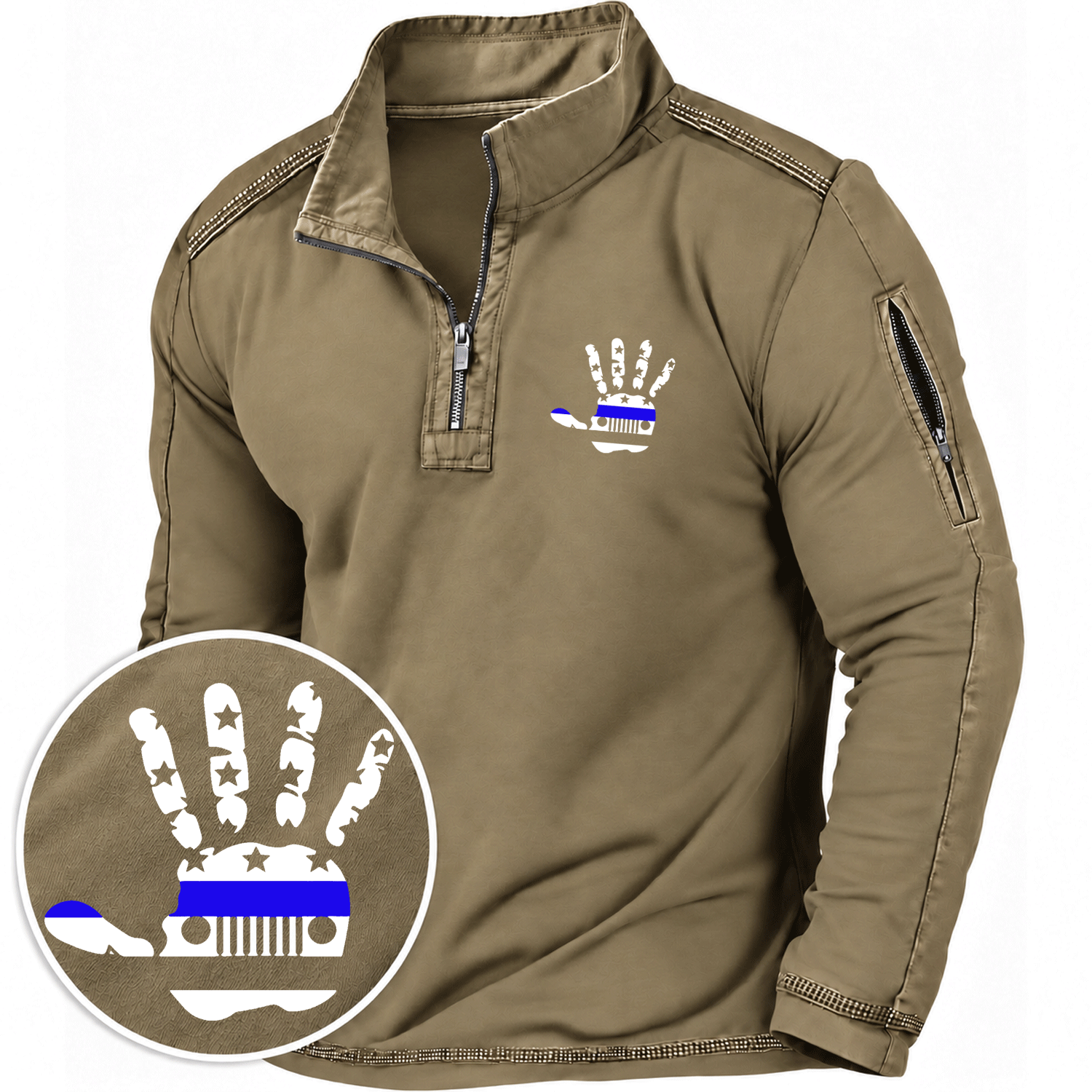 Thin Blue Line Jp Wave Quarter-Zip Sweatshirt