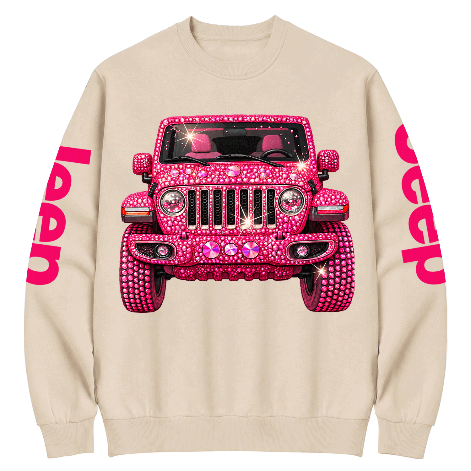 Bling Sparkle Pink Rhinestone Jp Cotton Sweatshirt