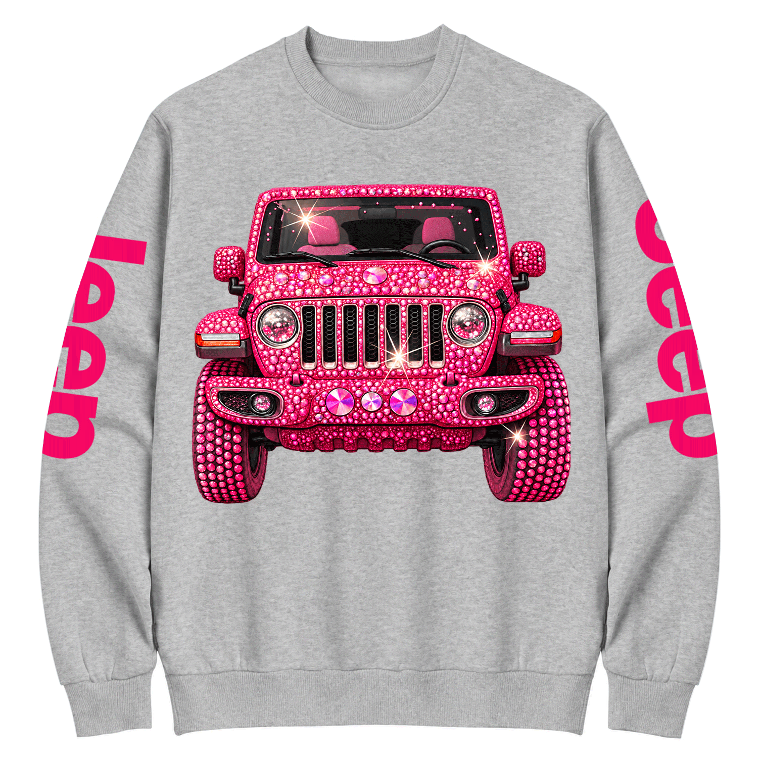 Bling Sparkle Pink Rhinestone Jp Cotton Sweatshirt