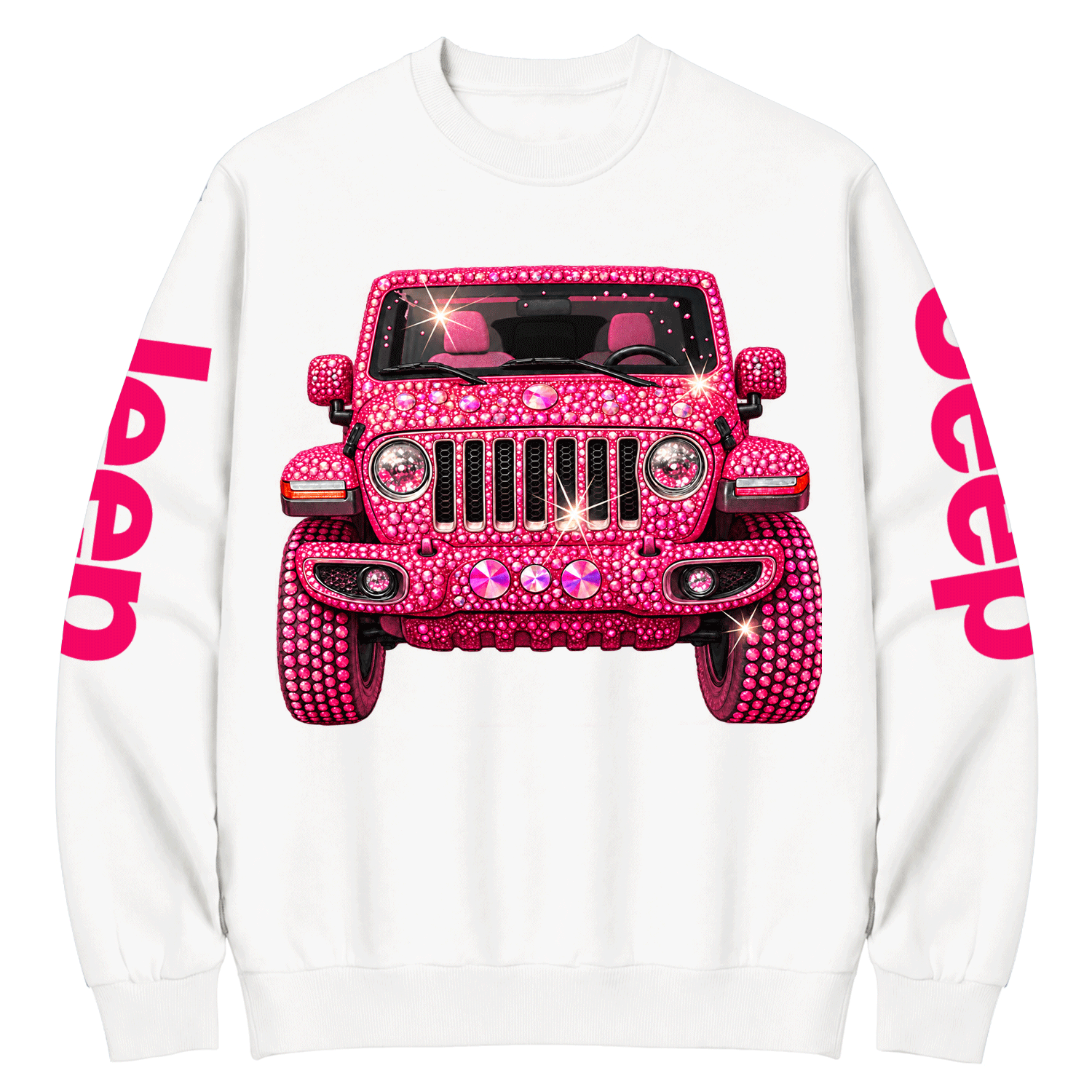 Bling Sparkle Pink Rhinestone Jp Cotton Sweatshirt