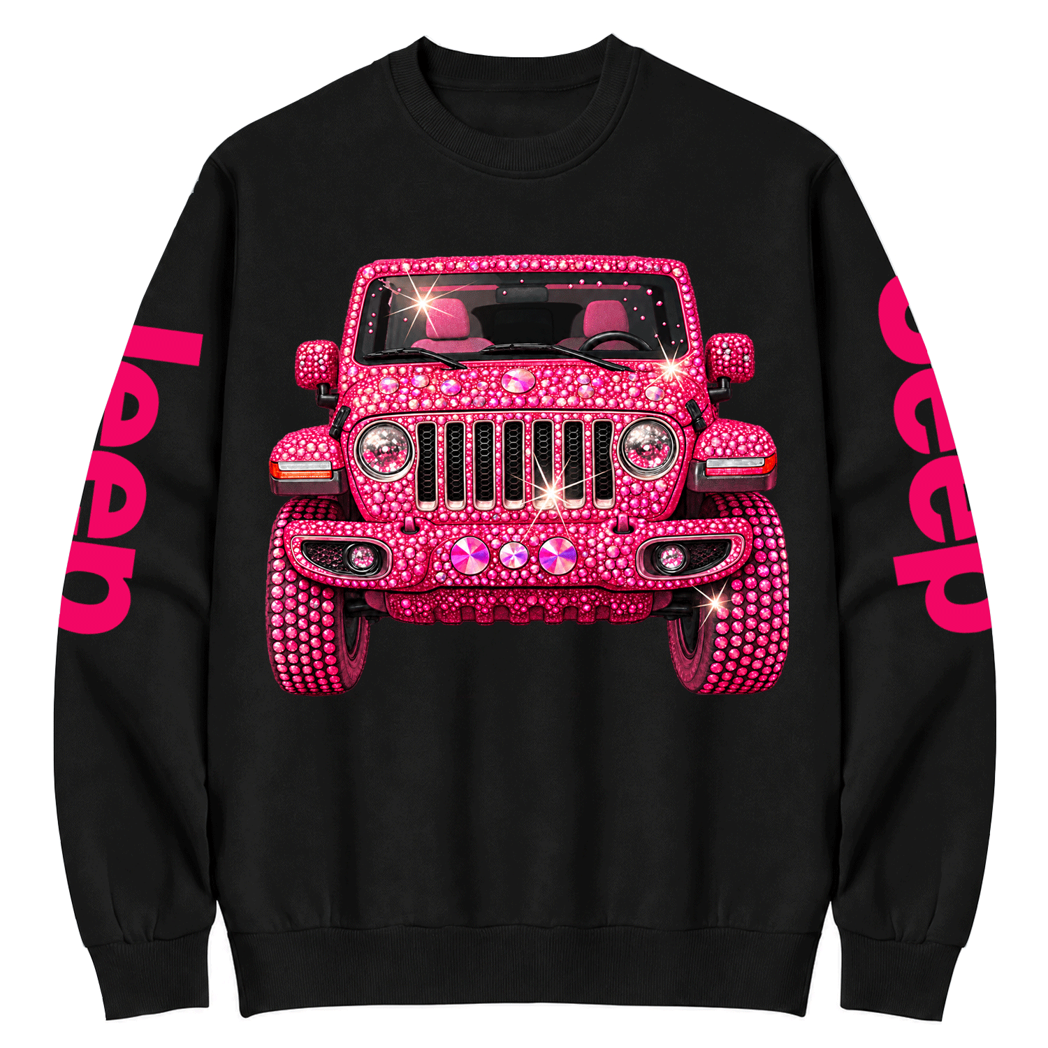 Bling Sparkle Pink Rhinestone Jp Cotton Sweatshirt