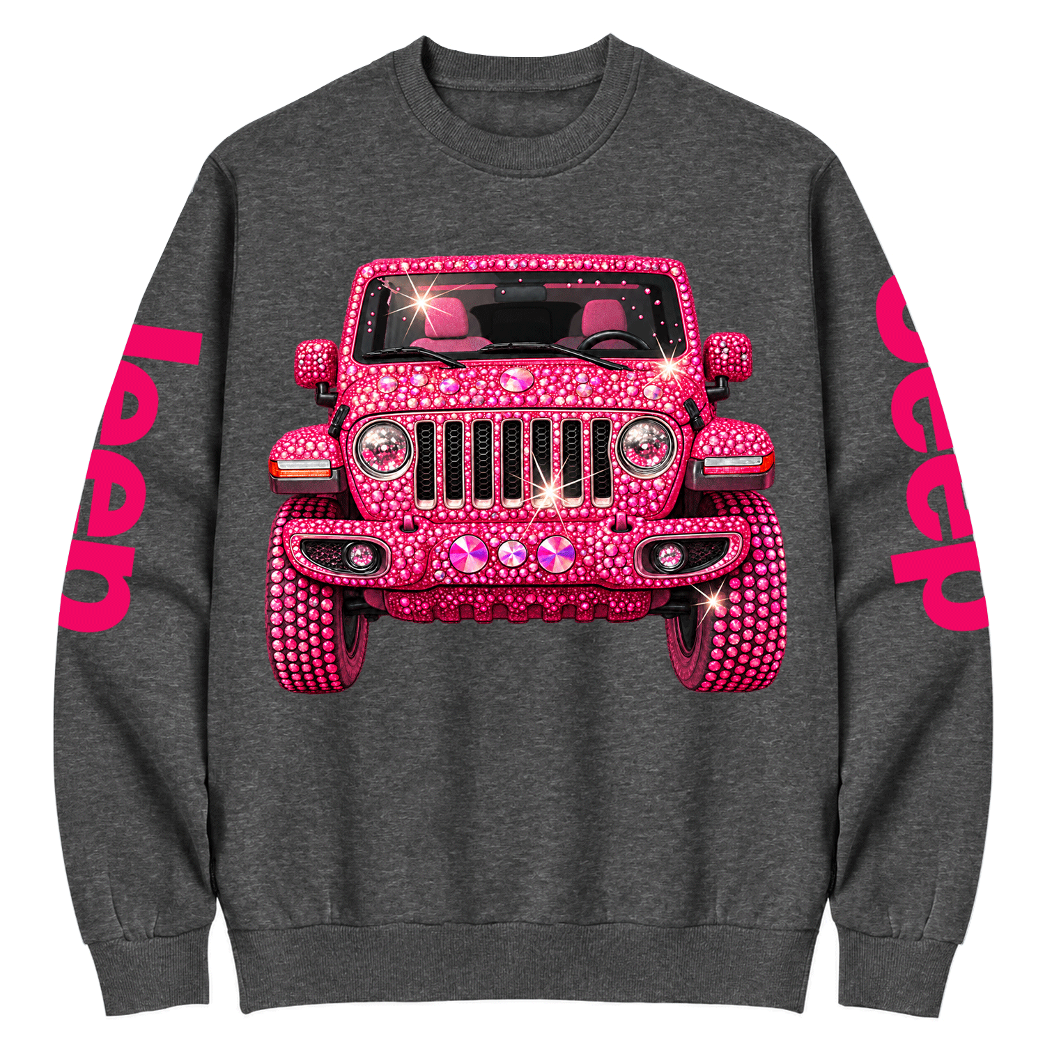 Bling Sparkle Pink Rhinestone Jp Cotton Sweatshirt