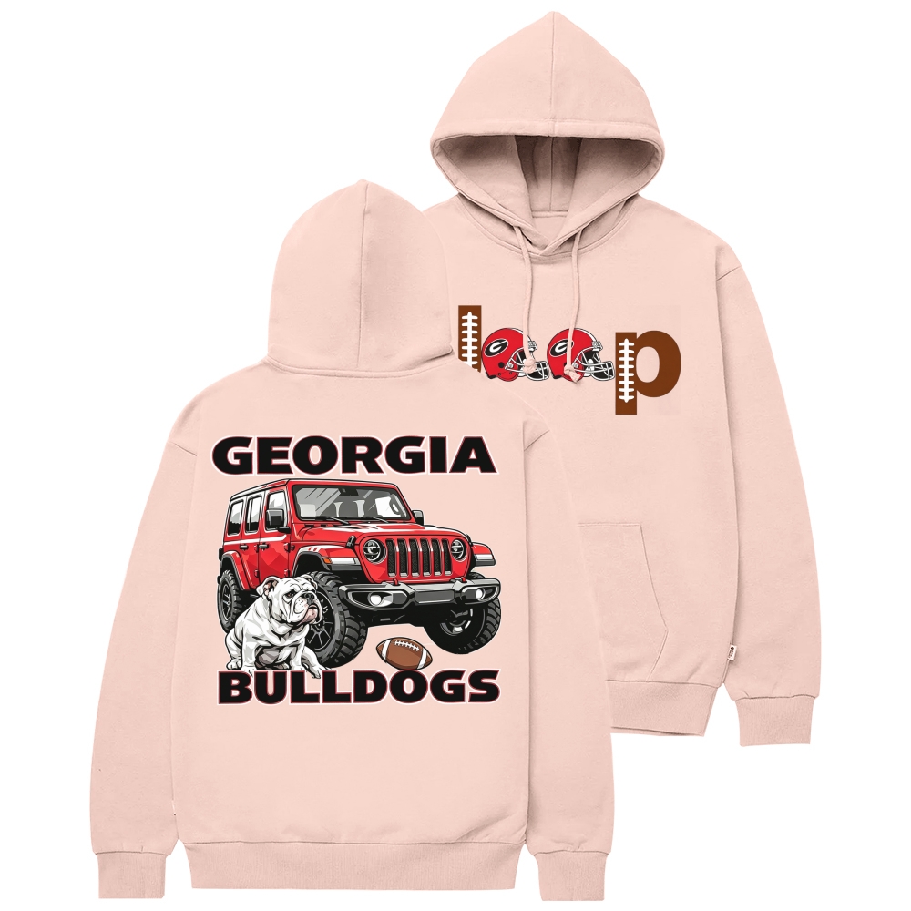 Georgia Jp Bulldog Red Helemet Jp Casual Hoodie
