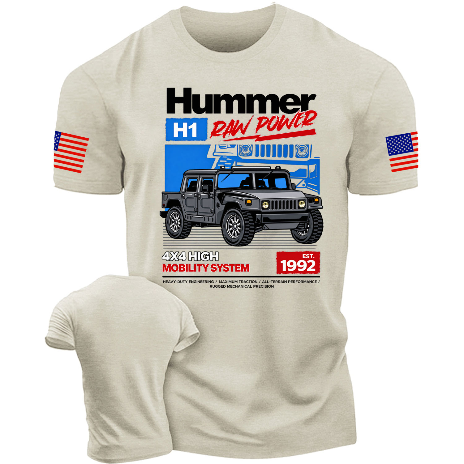 Hummer H1 Raw Power 4x4 Mobility System Cotton T-shirt