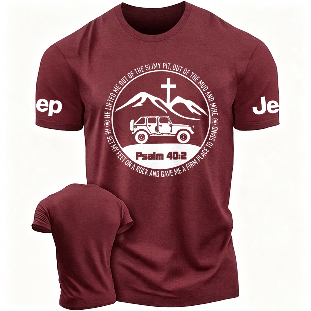 Jp Wrangler Bible Verse Psalm 40:2 Cotton T-shirt