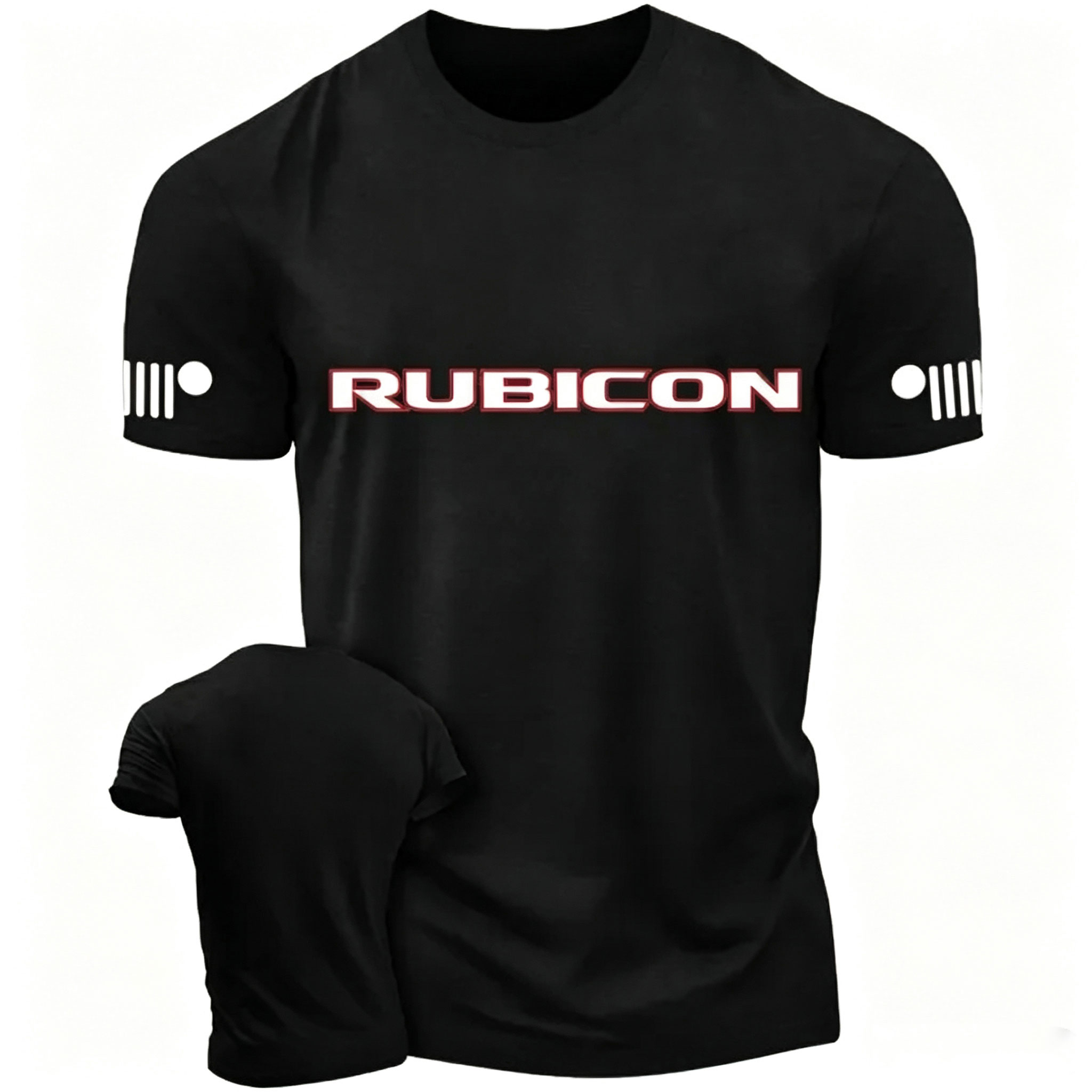 Jp Wrangler JK Rubicon Red and Black Text Logo Unisex T-shirt 