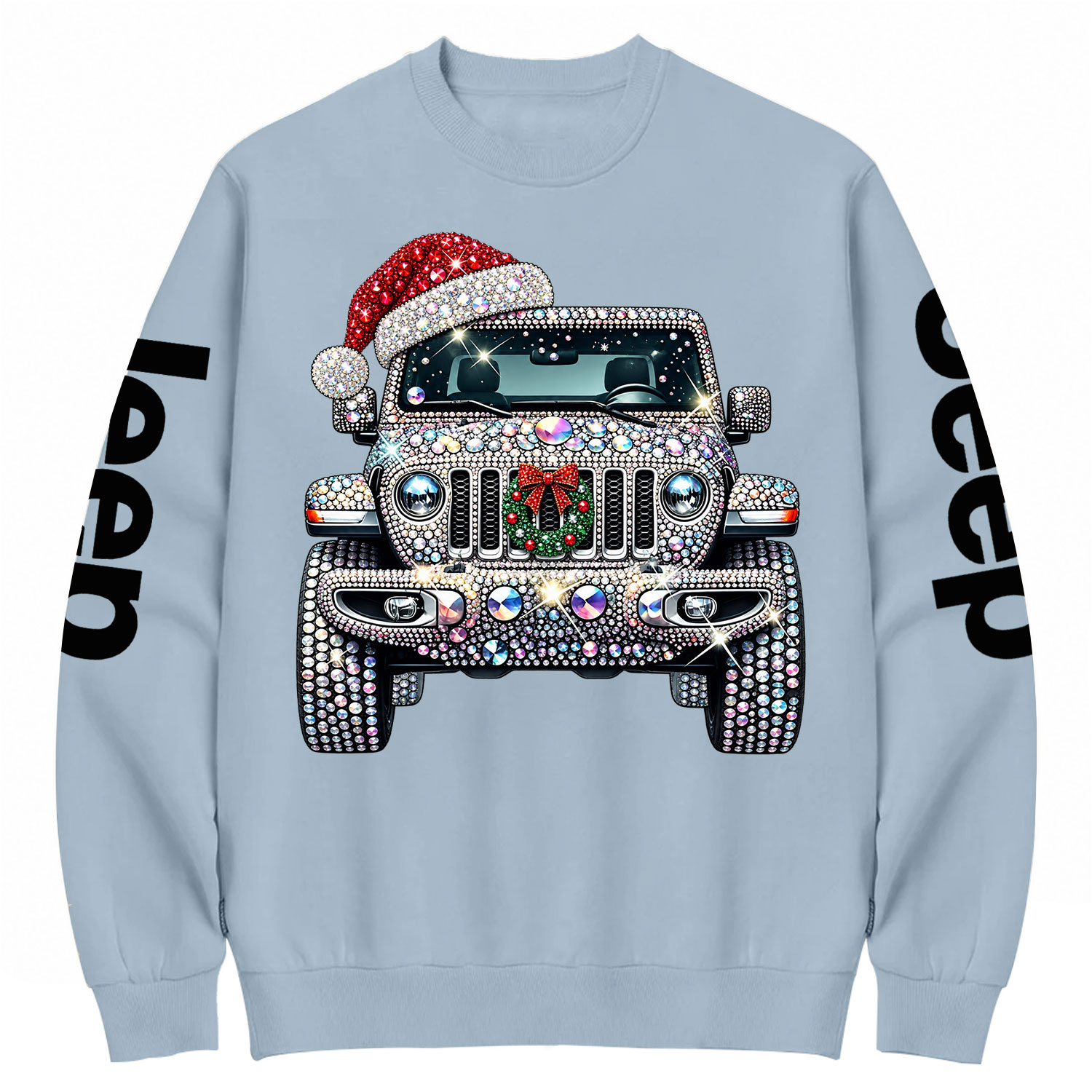 Bling Rhinestone Christmas Santa Hat Off-Road Cotton Sweatshirt