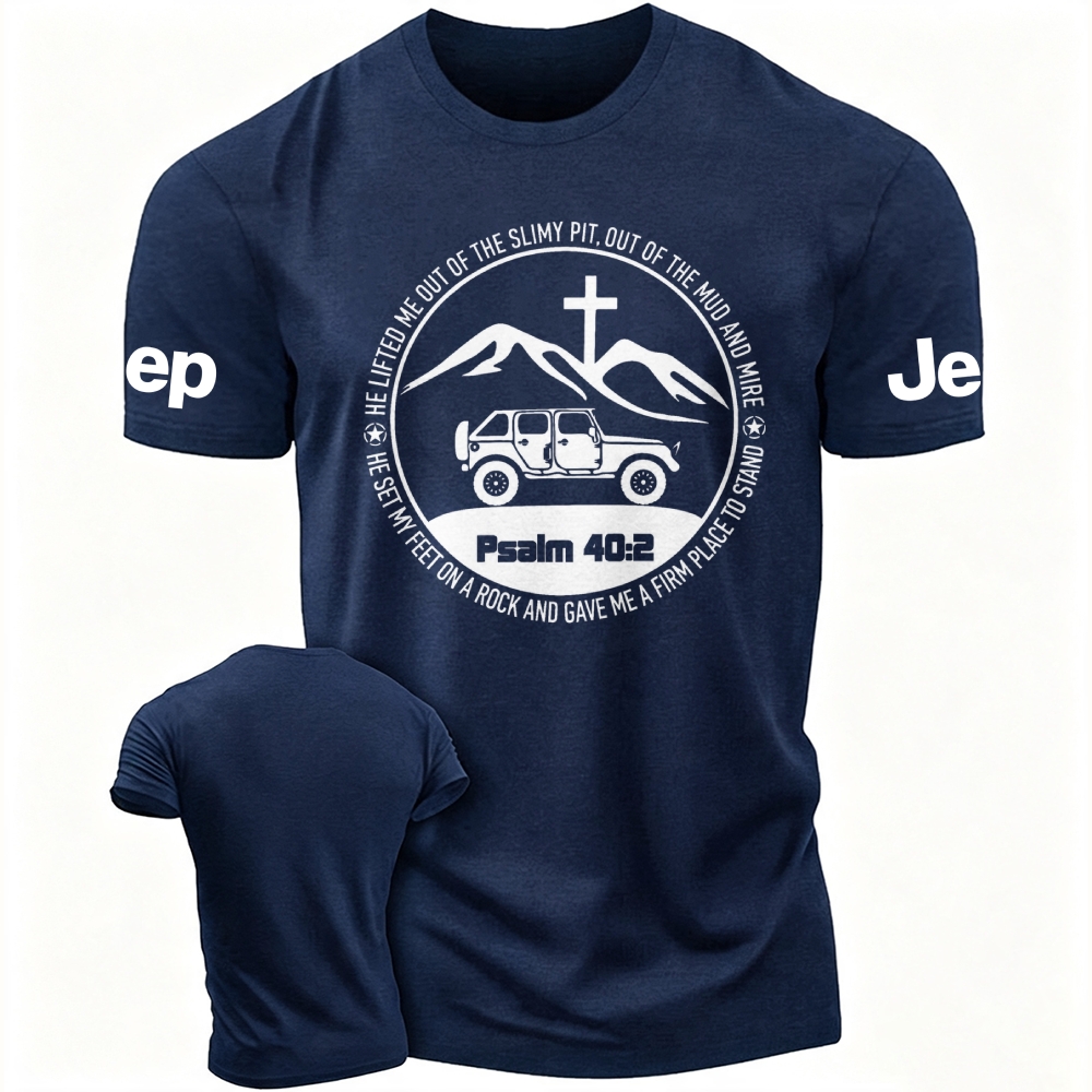 Jp Wrangler Bible Verse Psalm 40:2 Cotton T-shirt