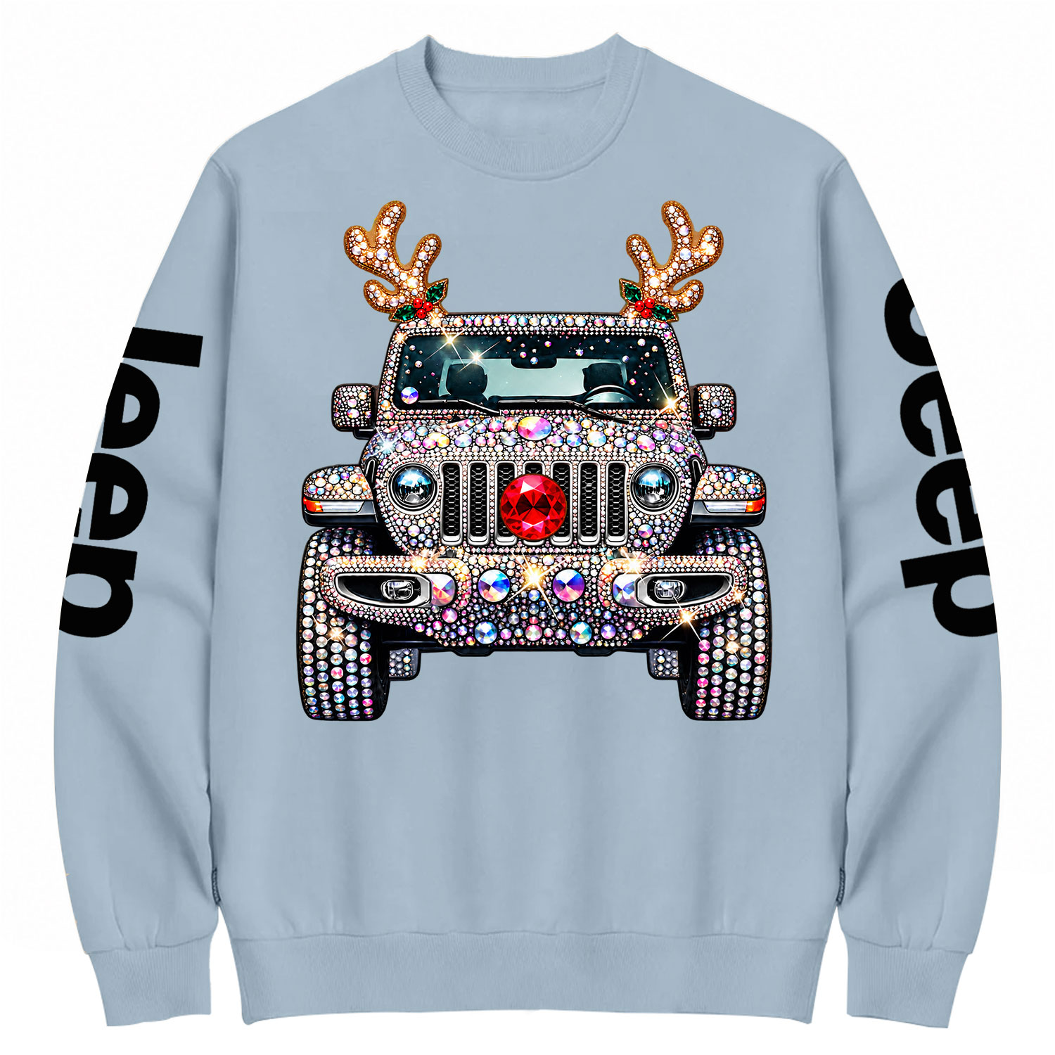 Bling Rhinestone Christmas Reindeer Off-Road Girl Cotton Sweatshirt