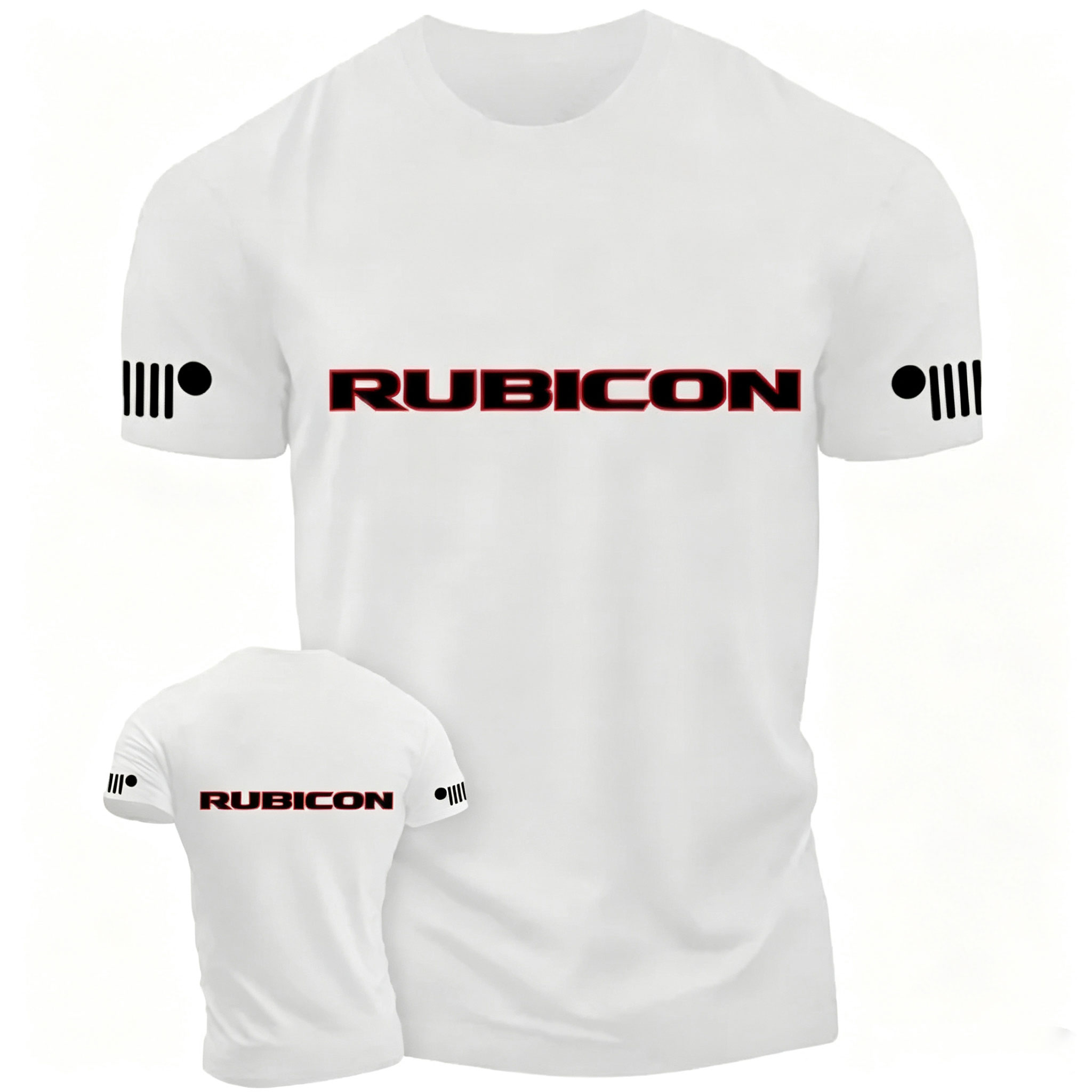 Jp Wrangler JK Rubicon Red and Black Text Logo Unisex T-shirt 