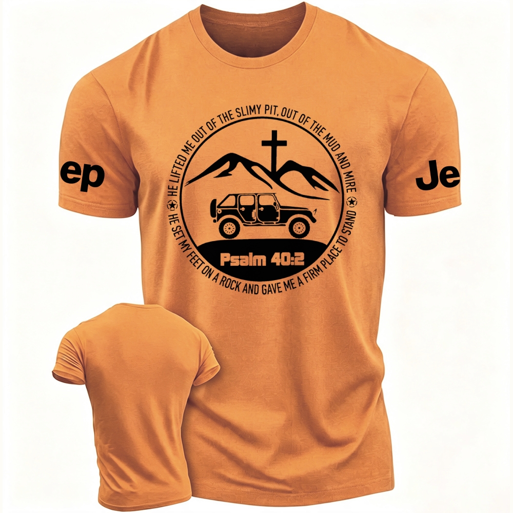 Jp Wrangler Bible Verse Psalm 40:2 Cotton T-shirt