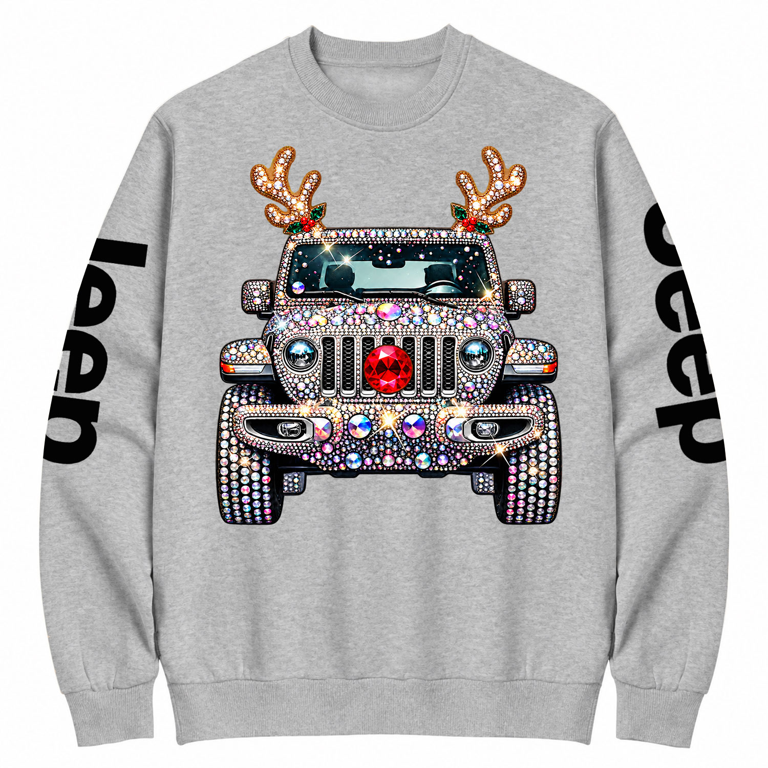 Bling Rhinestone Christmas Reindeer Off-Road Girl Cotton Sweatshirt