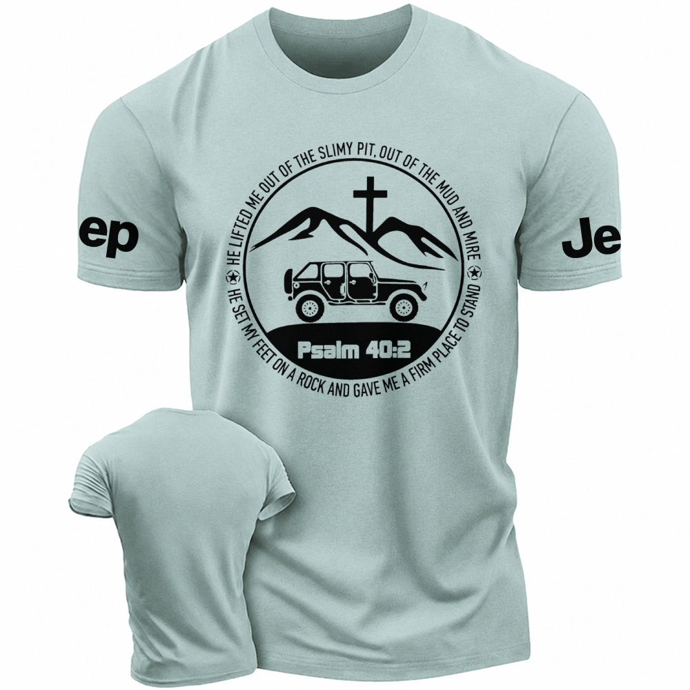 Jp Wrangler Bible Verse Psalm 40:2 Cotton T-shirt