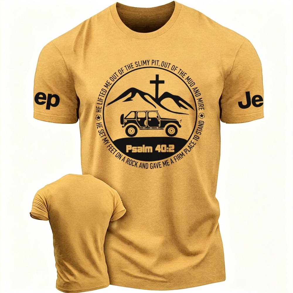 Jp Wrangler Bible Verse Psalm 40:2 Cotton T-shirt