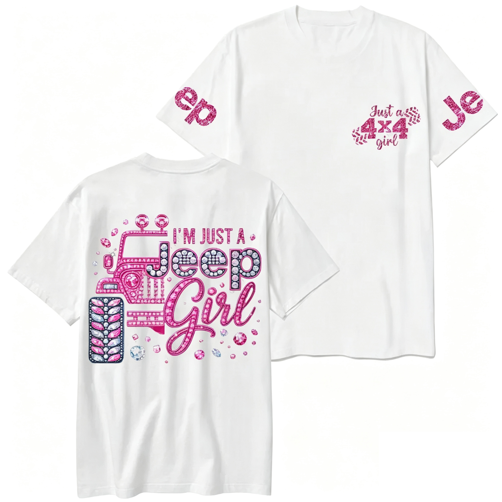 Rhinestone Pink Bling Car T-shirt 