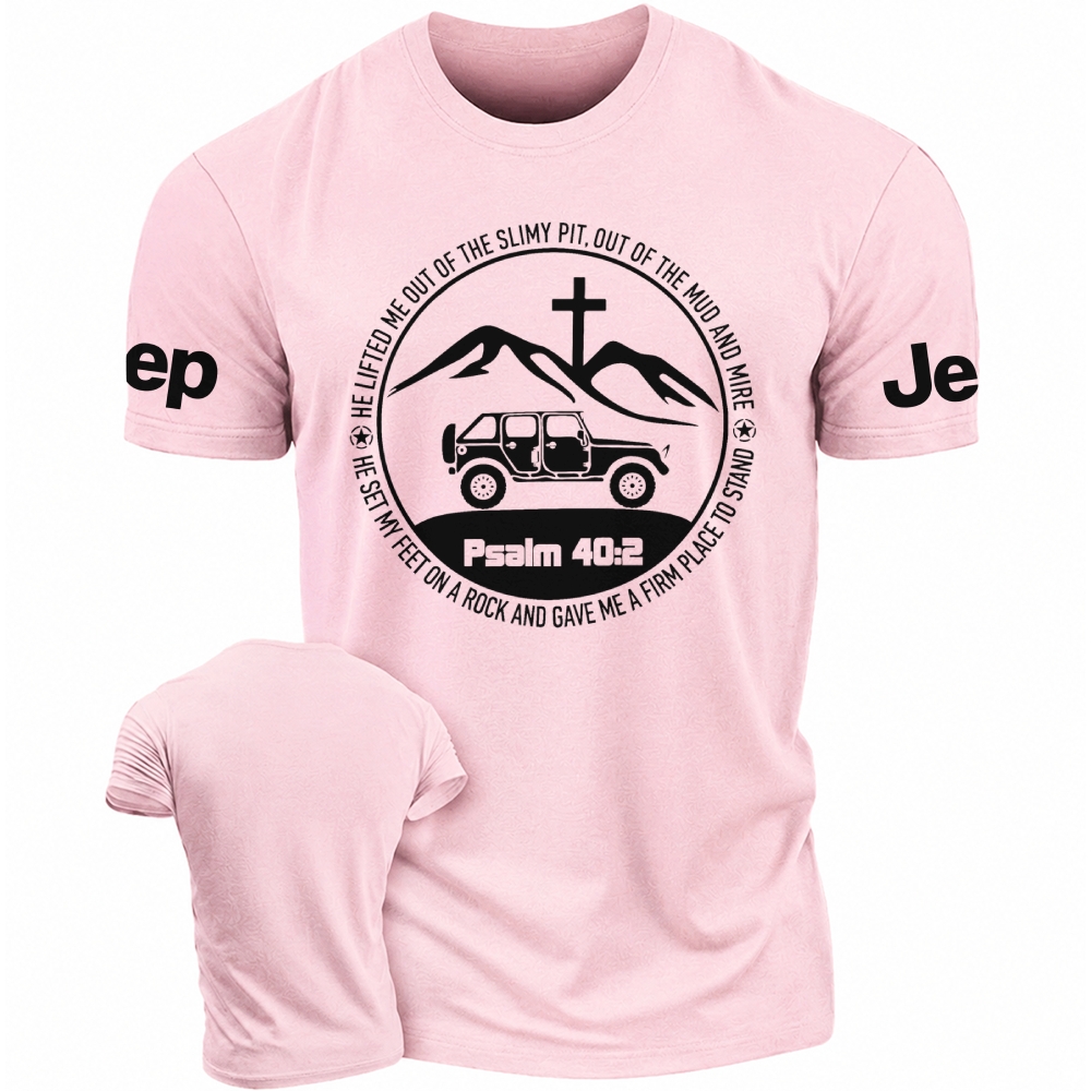 Jp Wrangler Bible Verse Psalm 40:2 Cotton T-shirt