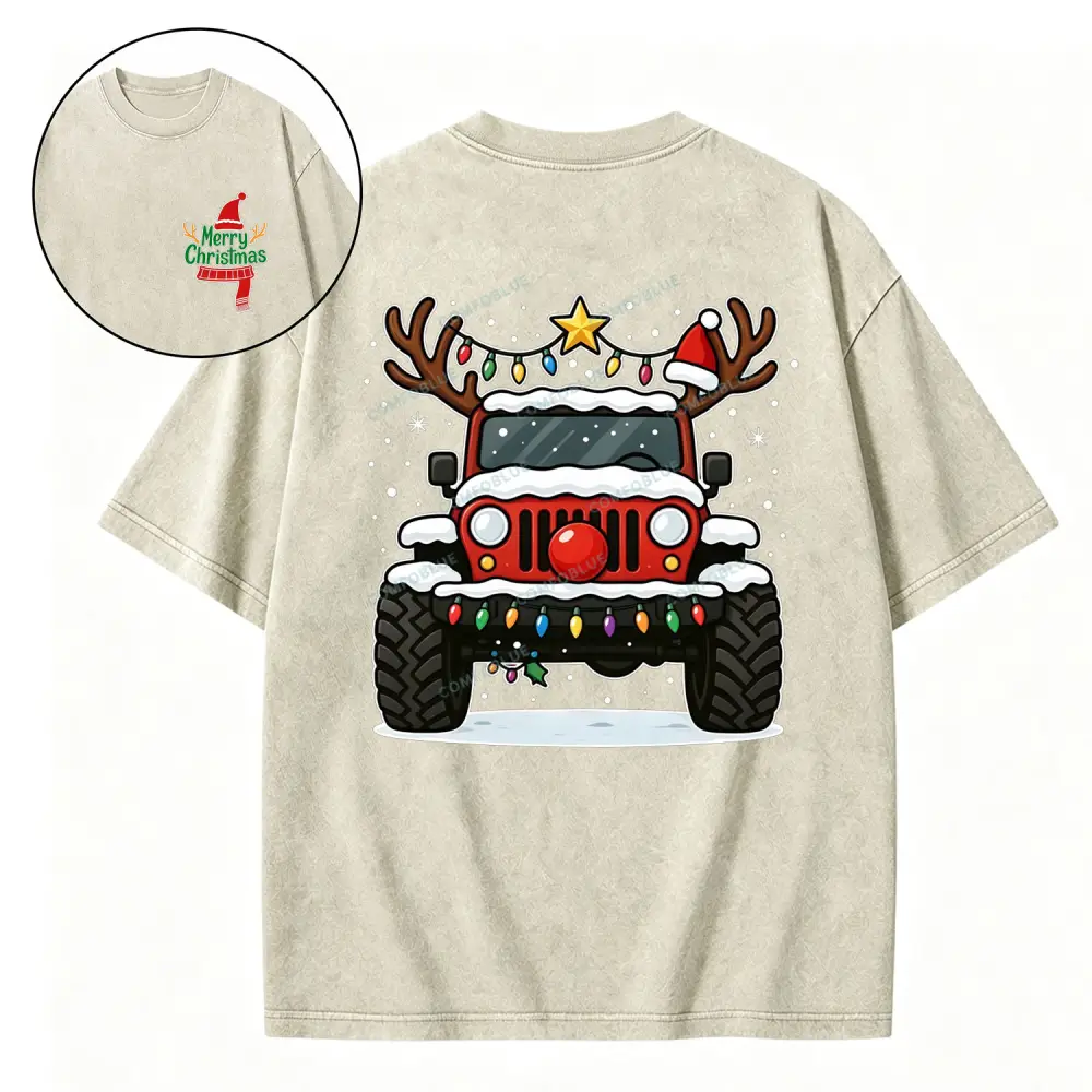 Off-Road Merry Christmas Jp Wave Washed T-Shirt