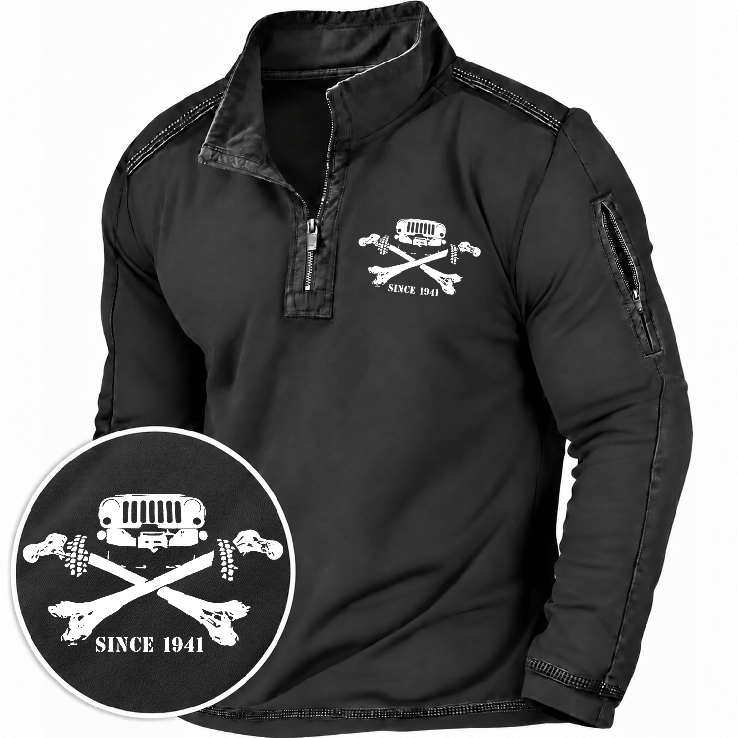 Grille and Cross Bones Since 1941 Jp Quarter-Zip Sweatshirt