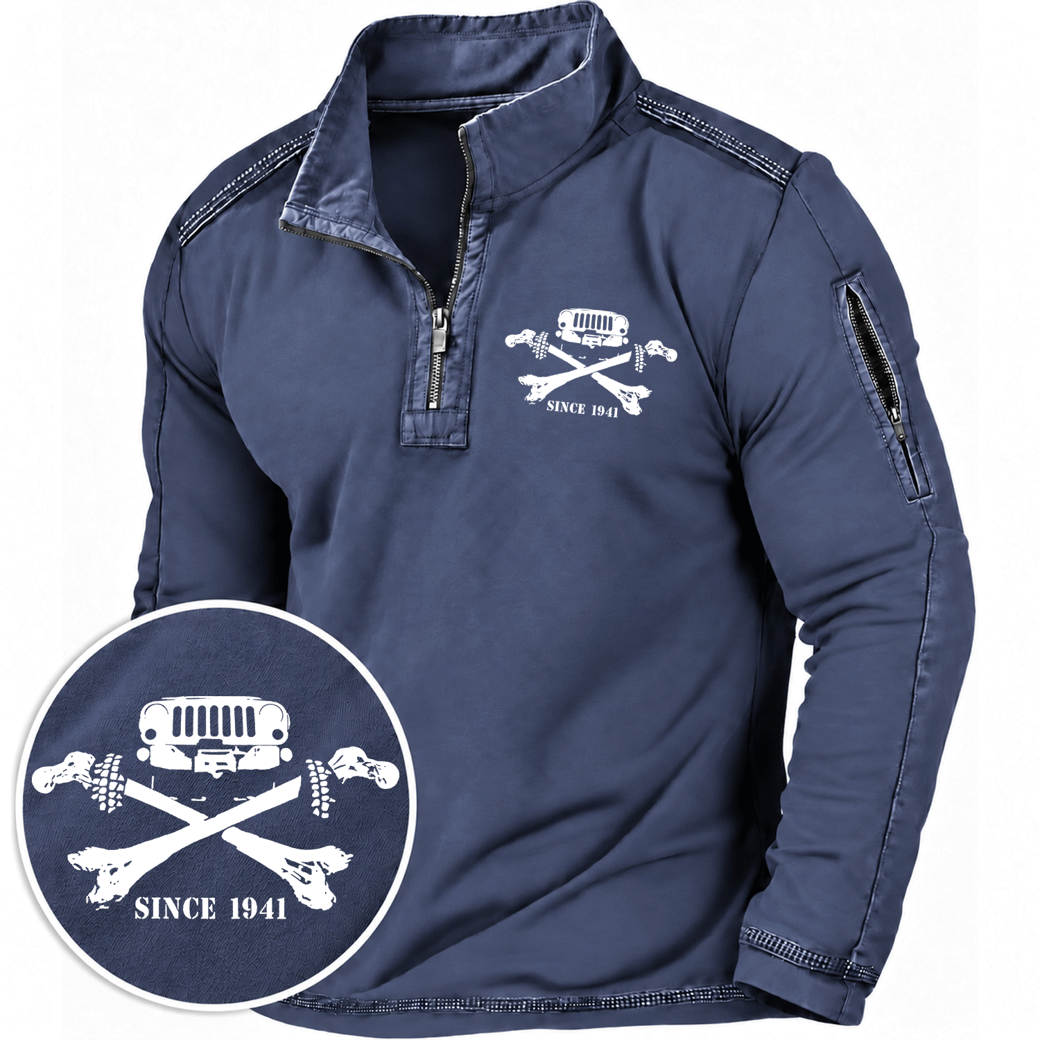 Grille and Cross Bones Since 1941 Jp Quarter-Zip Sweatshirt