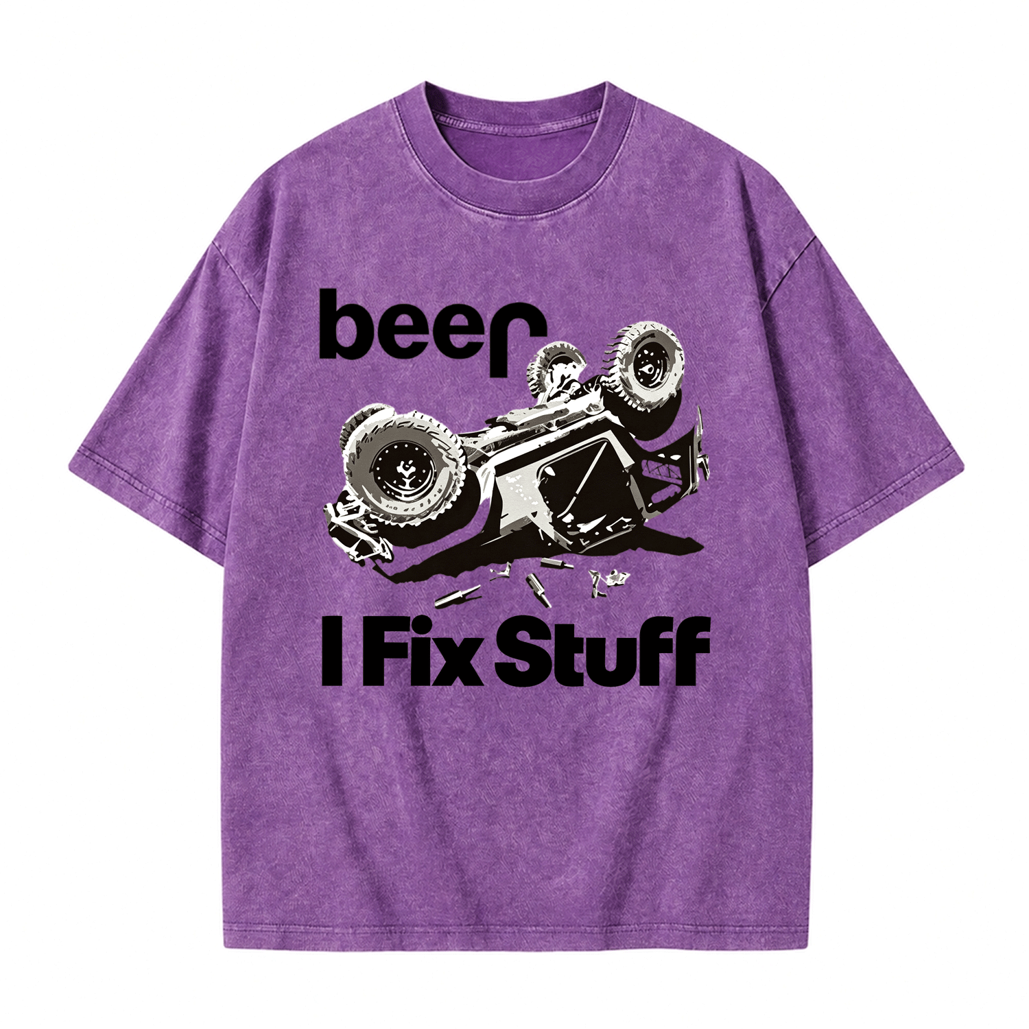 Funny Beer Overturn I Fix Stuff Unisex Washed T-Shirt