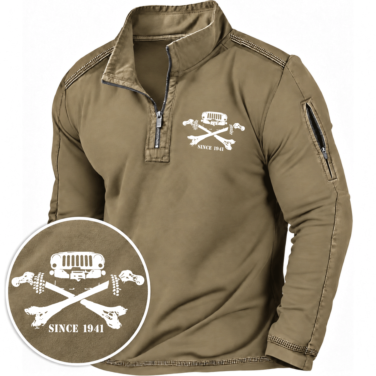 Grille and Cross Bones Since 1941 Jp Quarter-Zip Sweatshirt