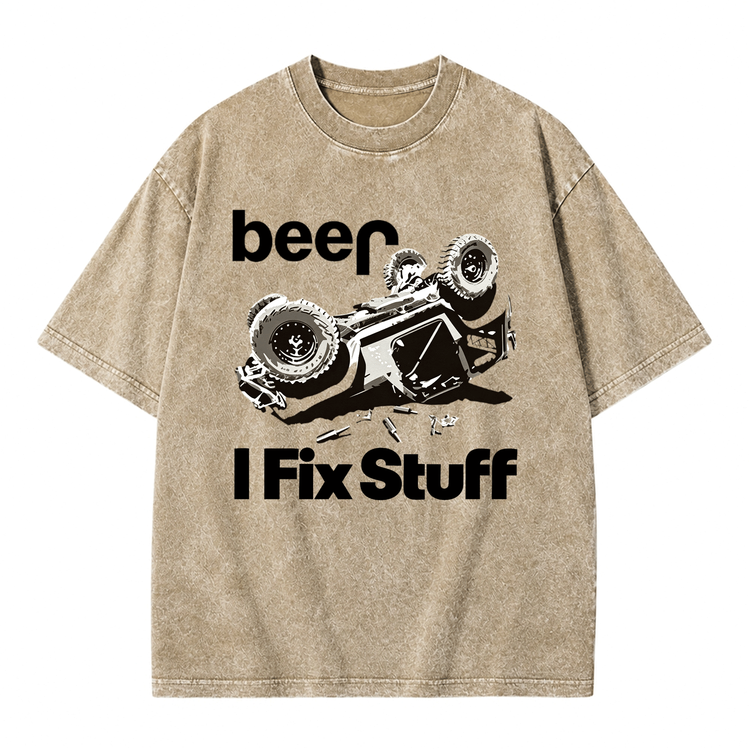 Funny Beer Overturn I Fix Stuff Unisex Washed T-Shirt
