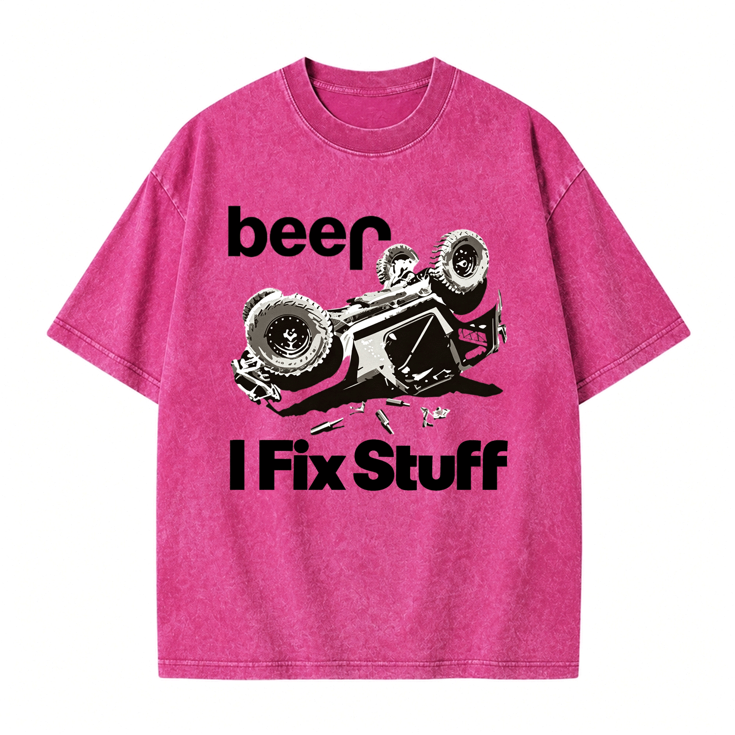 Funny Beer Overturn I Fix Stuff Unisex Washed T-Shirt