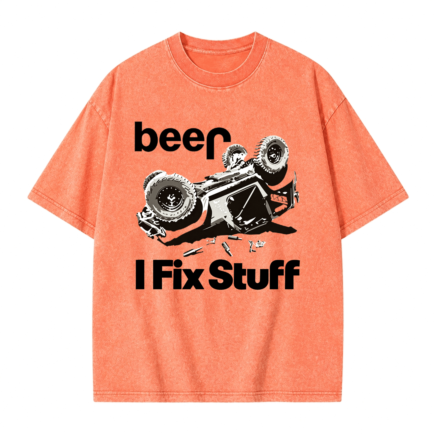 Funny Beer Overturn I Fix Stuff Unisex Washed T-Shirt