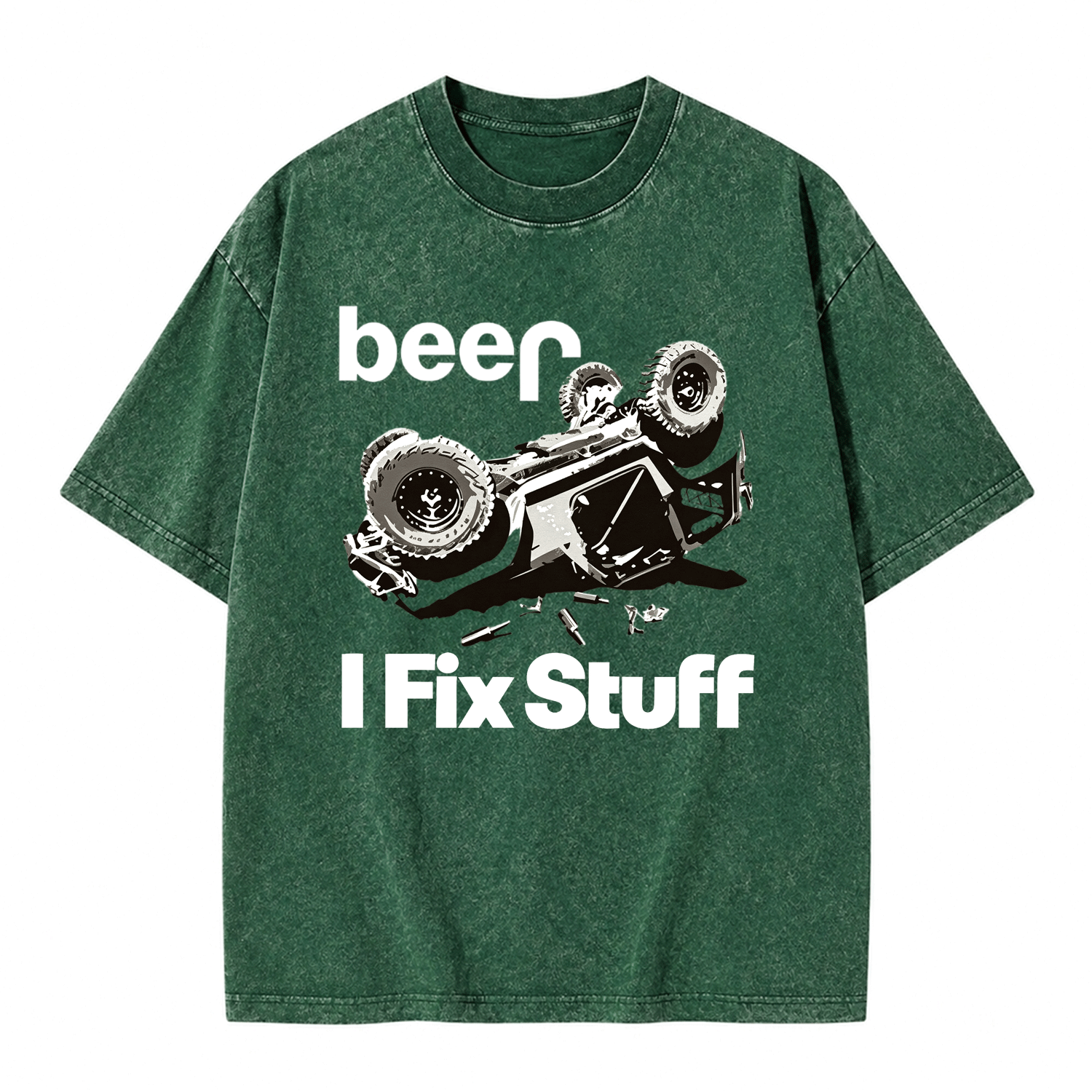Funny Beer Overturn I Fix Stuff Unisex Washed T-Shirt