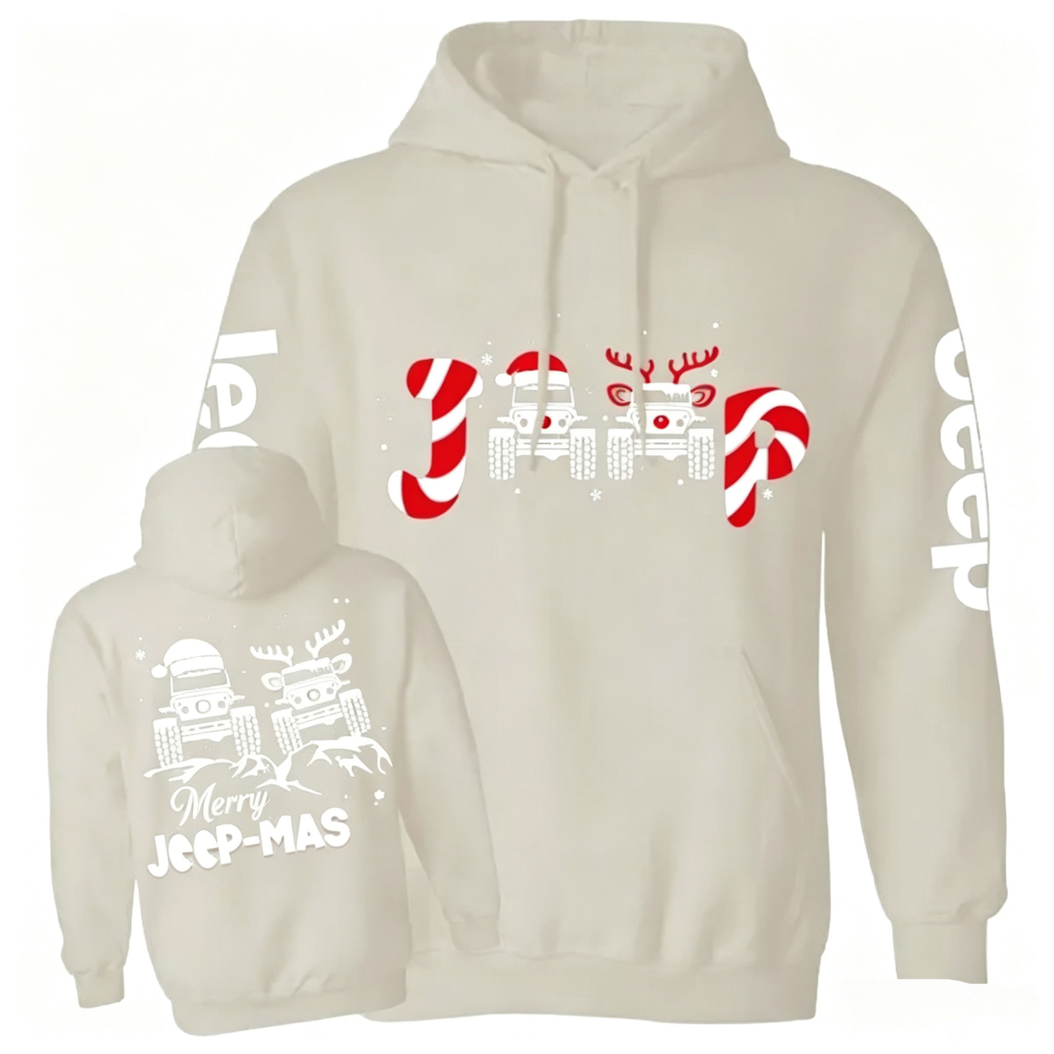 Santa Deer Candy Jp Merry Christmas Unisex Casual Hoodie