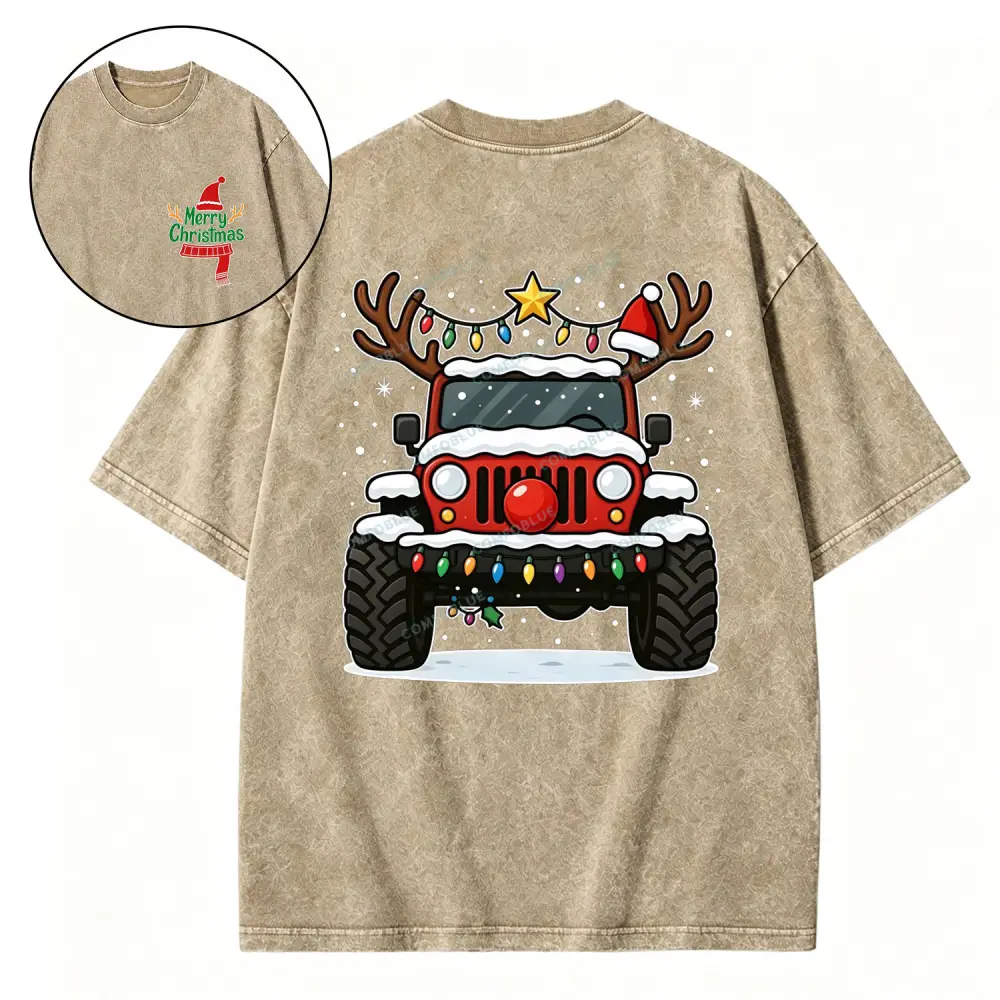 Off-Road Merry Christmas Jp Wave Washed T-Shirt