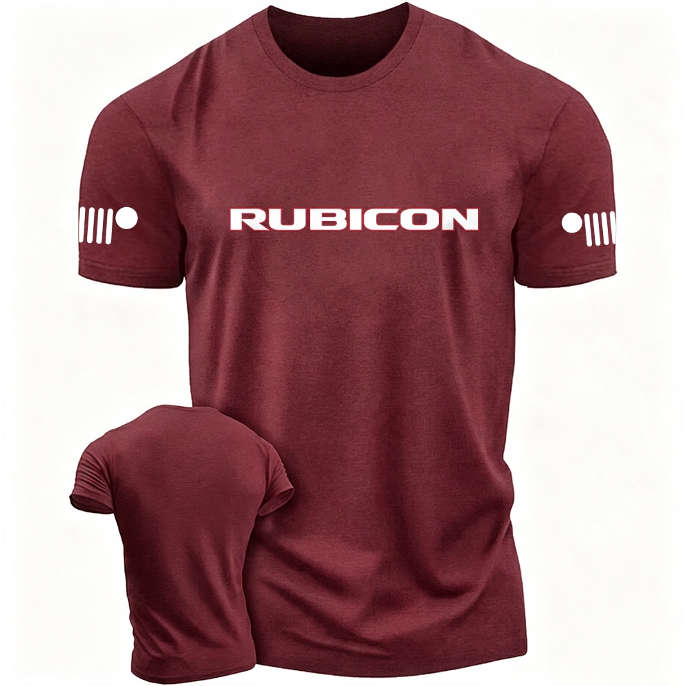 Jp Wrangler JK Rubicon Red and Black Text Logo Unisex T-shirt