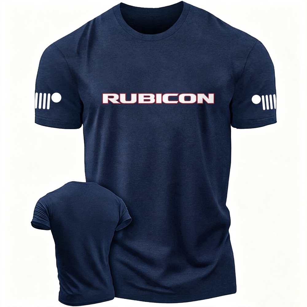 Jp Wrangler JK Rubicon Red and Black Text Logo Unisex T-shirt