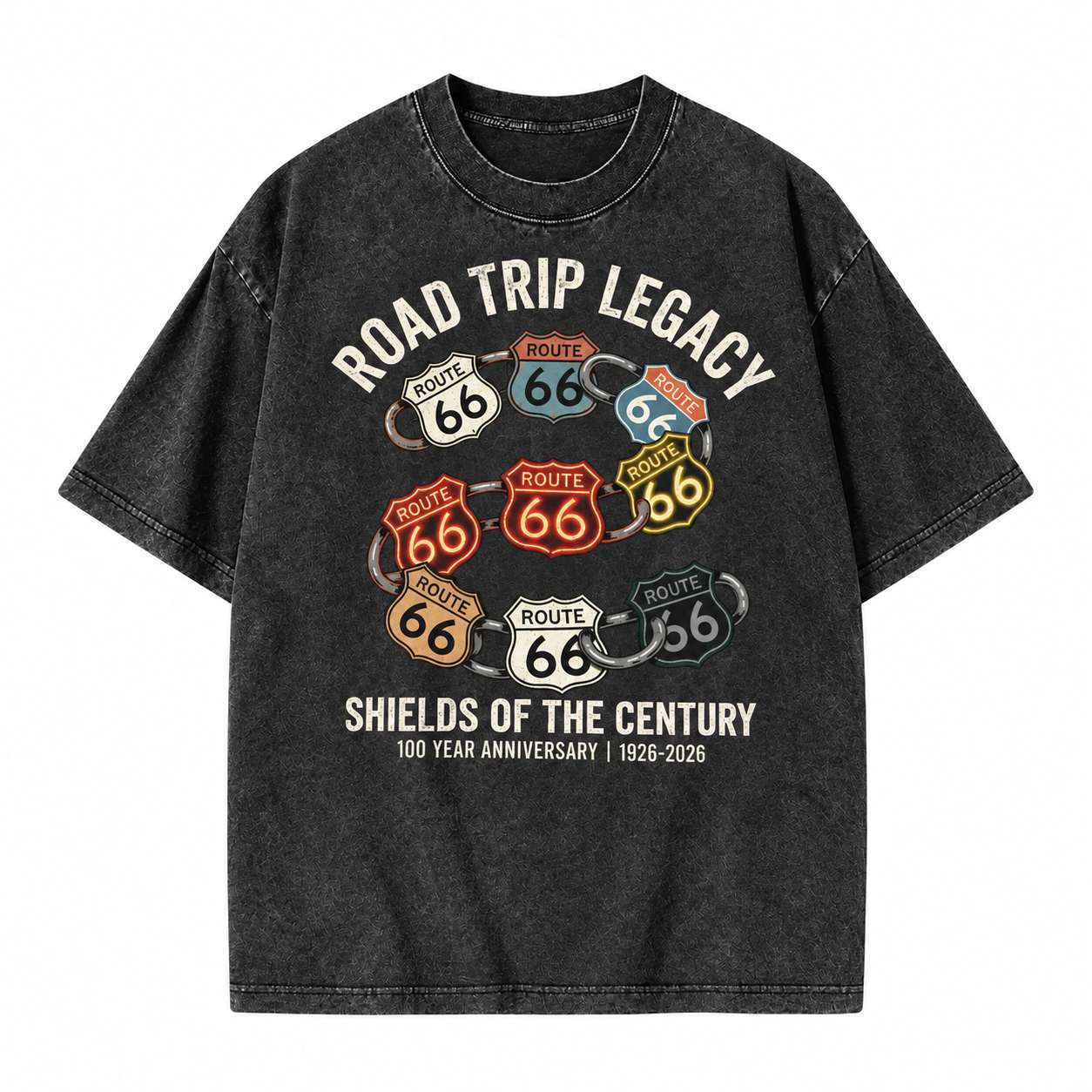 Route 66 Shield Collage Unisex Washed T-Shirt