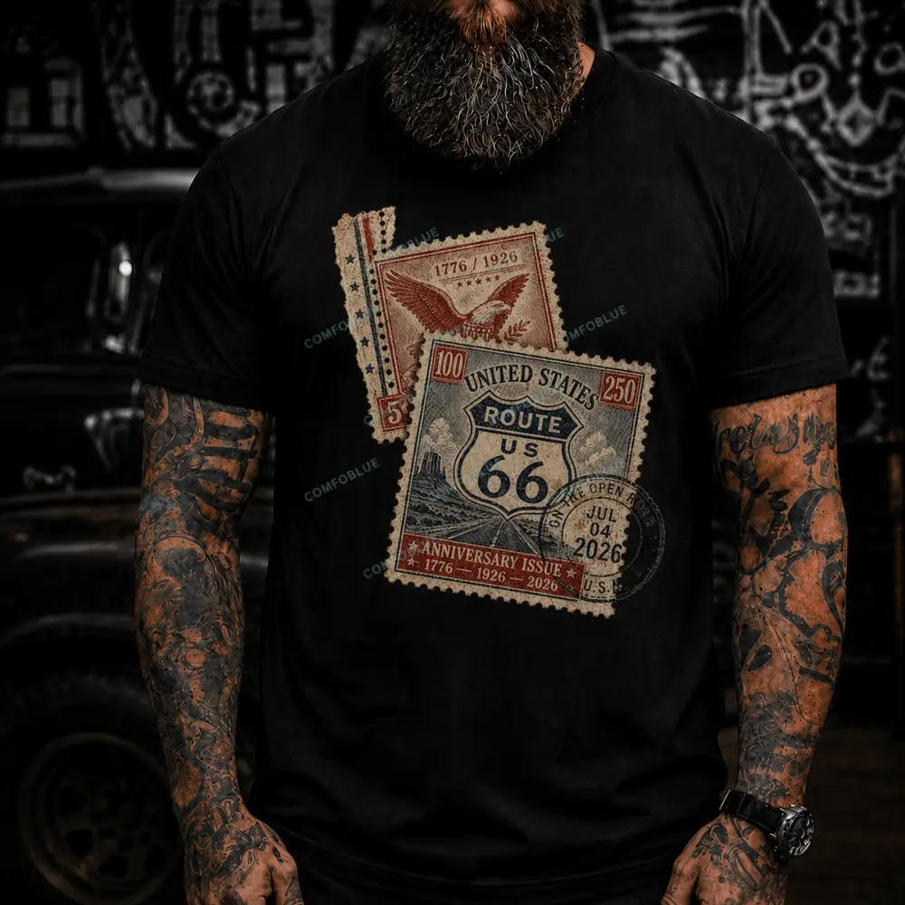 America 250 Route 66 100 Stamp Unisex T-shirt