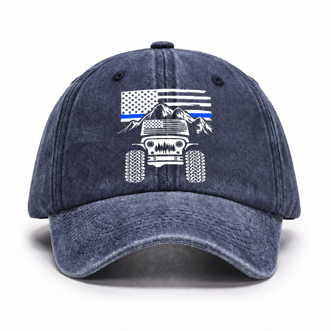 Jp American Flag Mountains Police Blue Line Baseball Cap