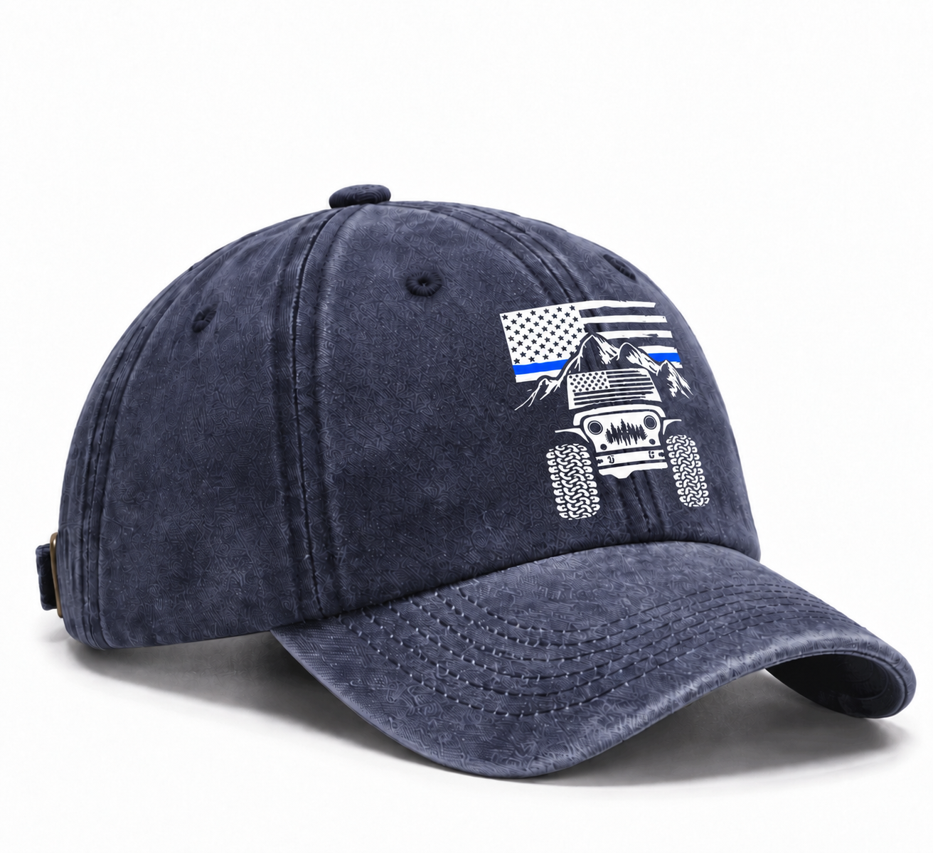 Jp American Flag Mountains Police Blue Line Baseball Cap