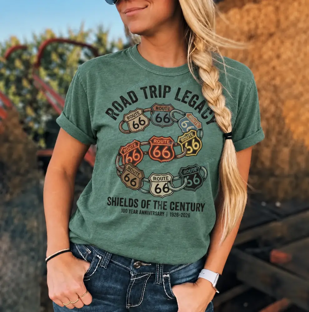 Route 66 Shield Collage Washed T-Shirt