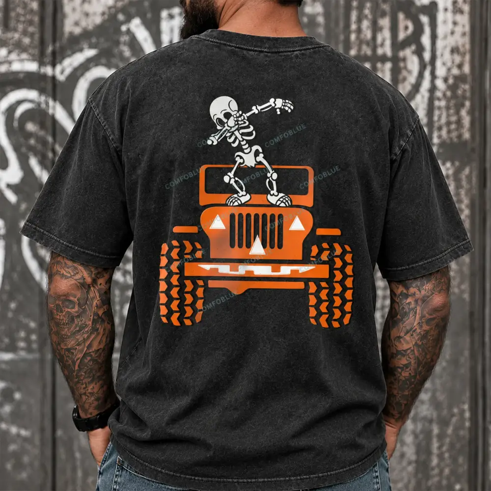 Skeletons Dancing on Jps Halloween Unisex  Washed T-shirt