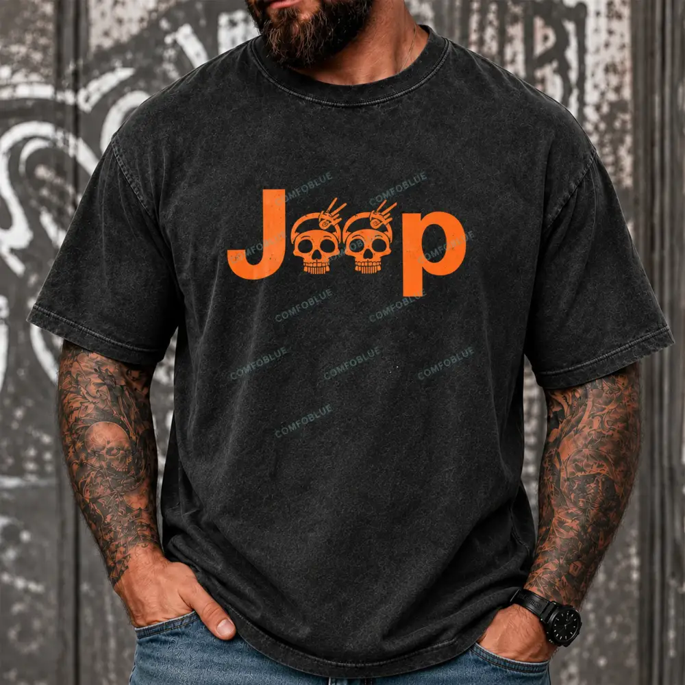 Skeletons Dancing on Jps Halloween Unisex  Washed T-shirt