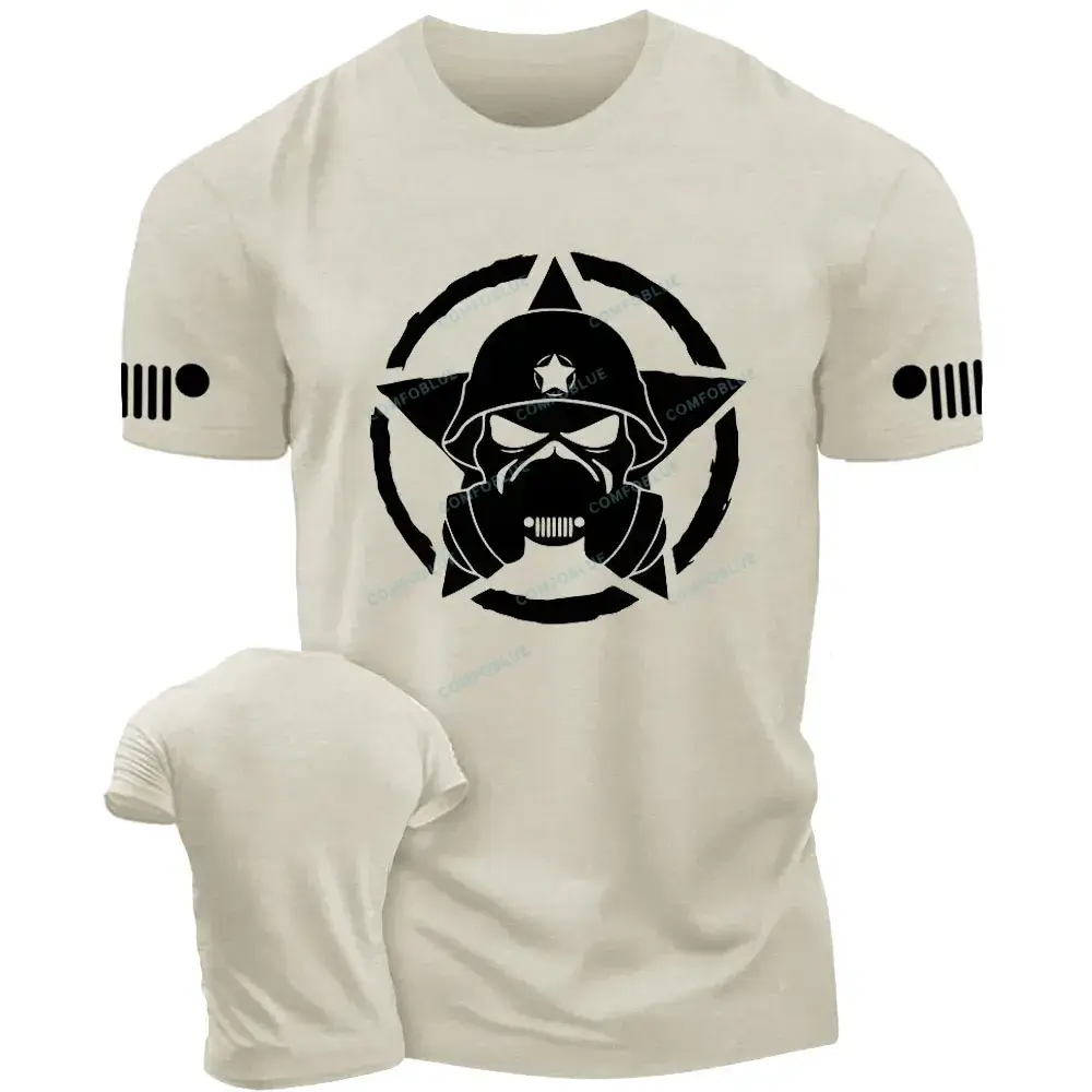 Skull Jp Army Star White  JP Unisex T-shirt