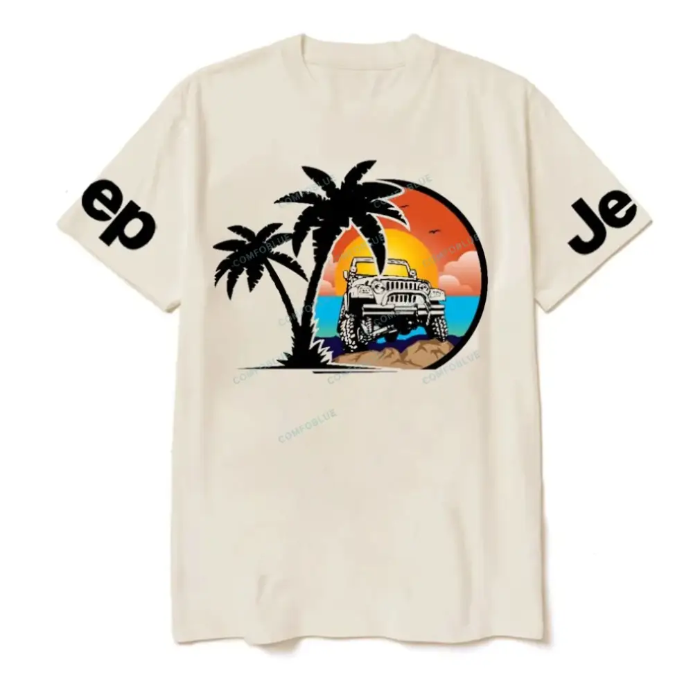 Palm Tree, Sunset, Jp and Beach Unisex Jp T-shirt