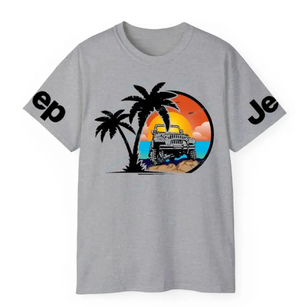 Palm Tree, Sunset, Jp and Beach Unisex Jp T-shirt