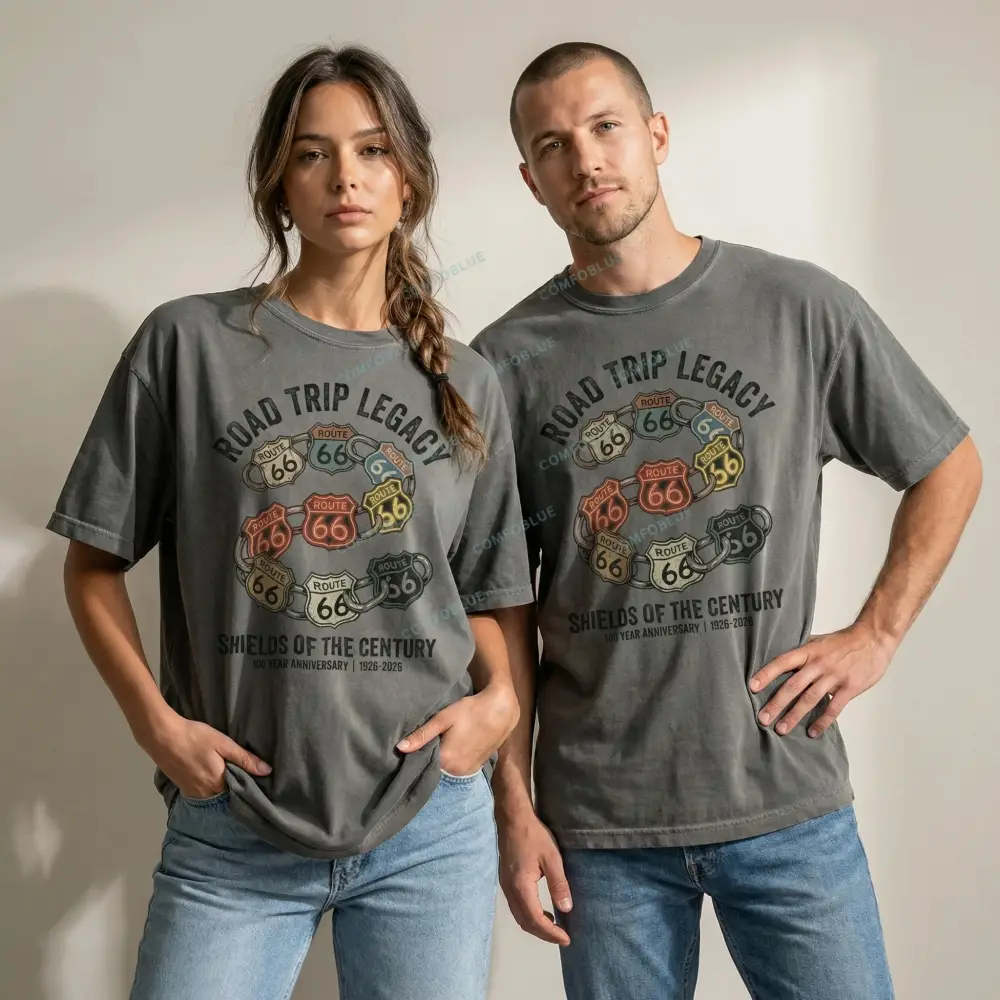 Route 66 Shield Collage Washed T-Shirt