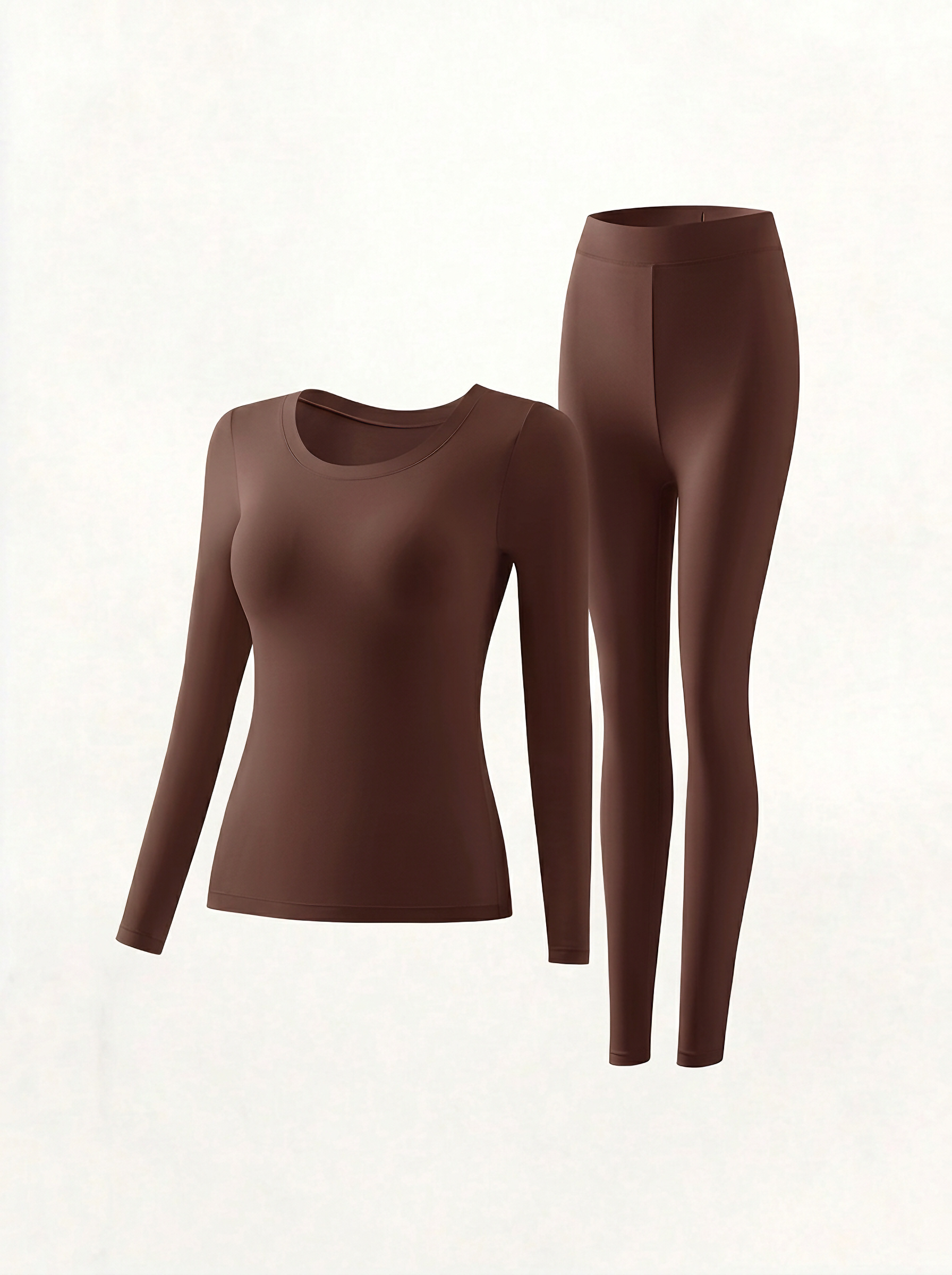 【DAGGLOSA】 Women Thermal Underwear Set with Built-in Bra Pads, 2-Piece High Waist Seamless Warm Base Layer Set for Fall Winter