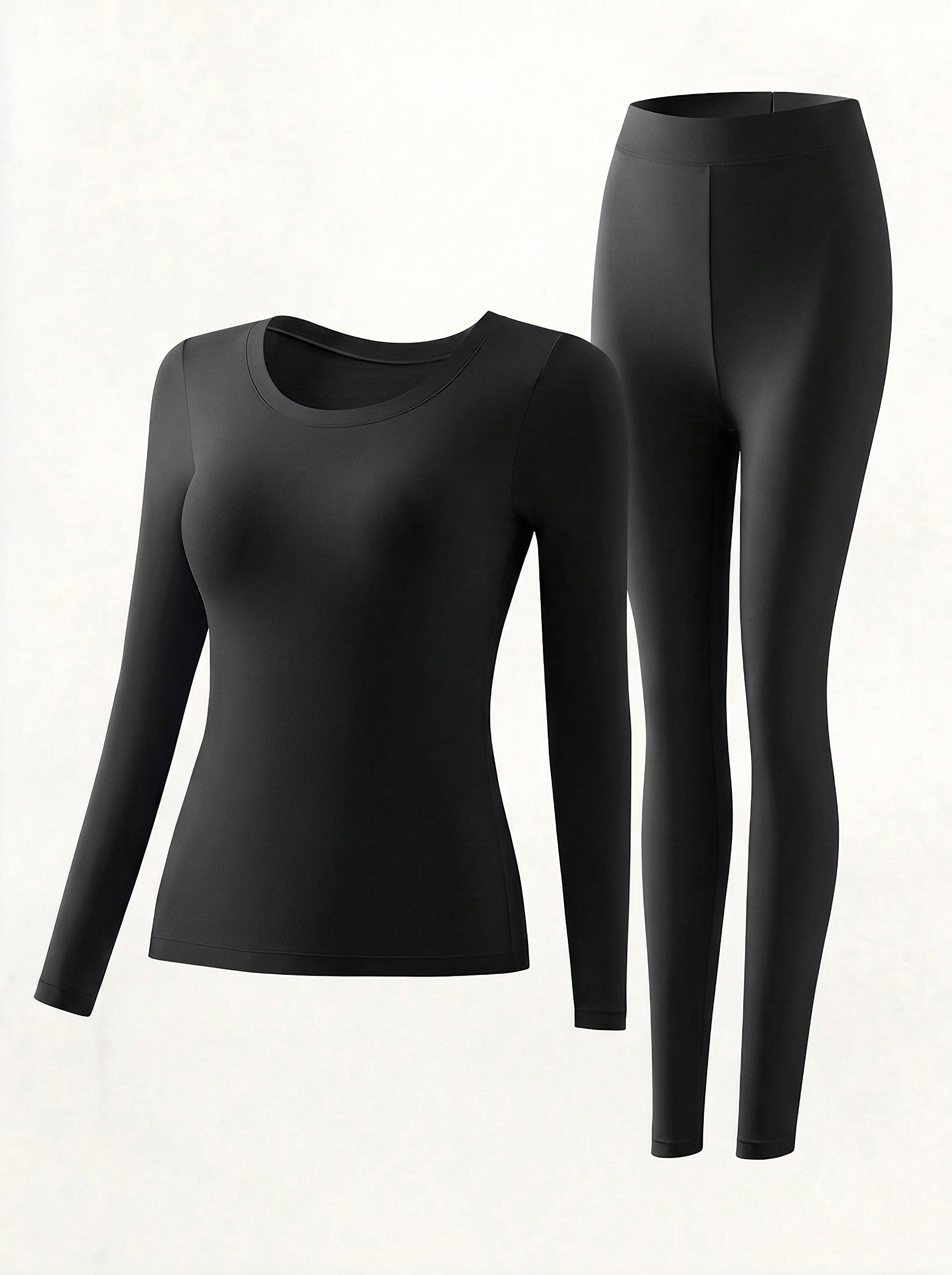 【DAGGLOSA】 Women Thermal Underwear Set with Built-in Bra Pads, 2-Piece High Waist Seamless Warm Base Layer Set for Fall Winter