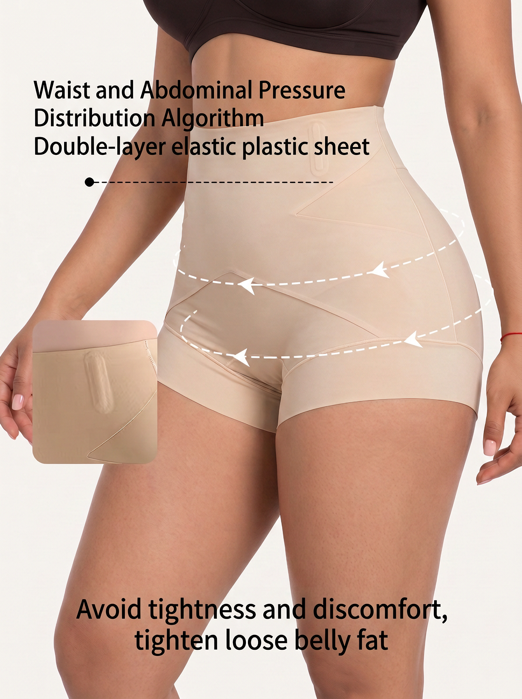 [DAGGLOSA] High Waist Tummy Control Shapewear Shorts, Cross Dot Glue Waistband Butt Lifter Shaper for Women