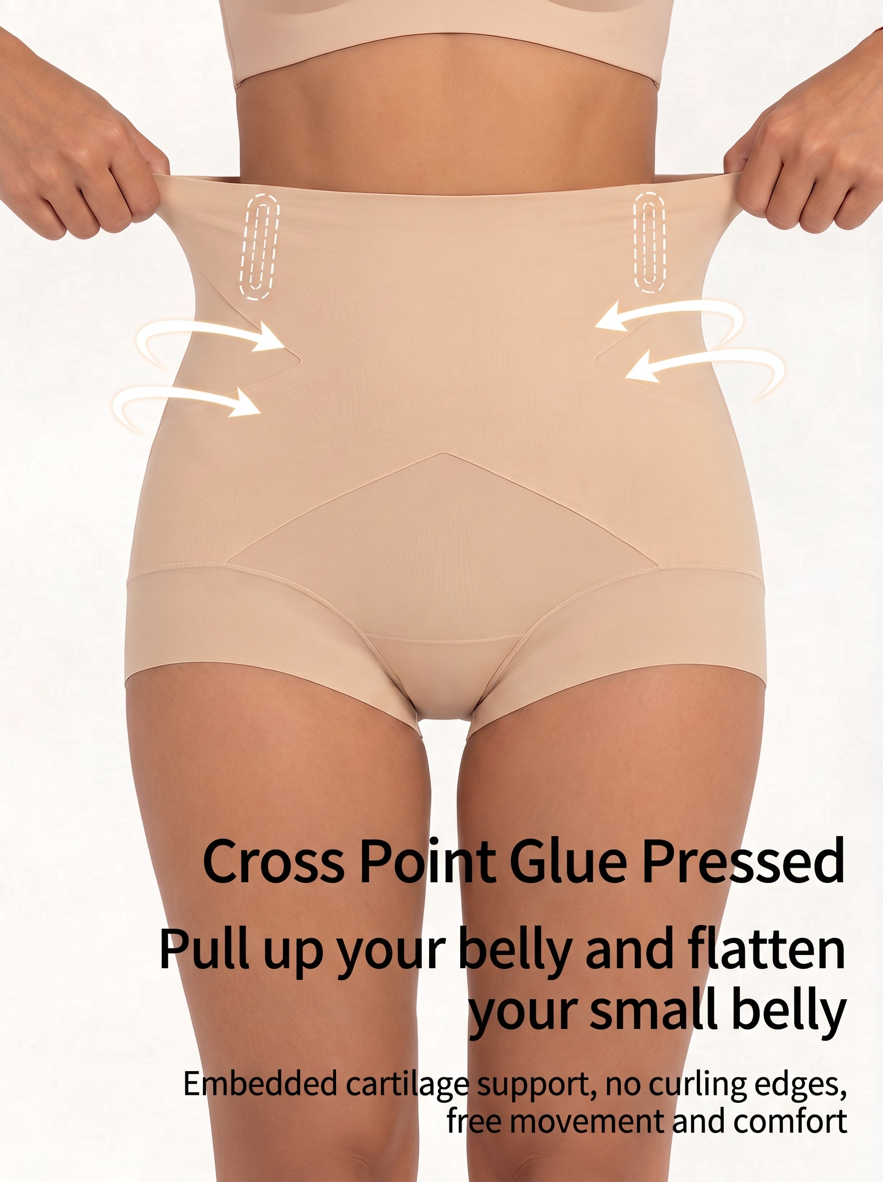 [DAGGLOSA] High Waist Tummy Control Shapewear Shorts, Cross Dot Glue Waistband Butt Lifter Shaper for Women